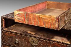 Queen Anne’s Leather Studded Linen Chest