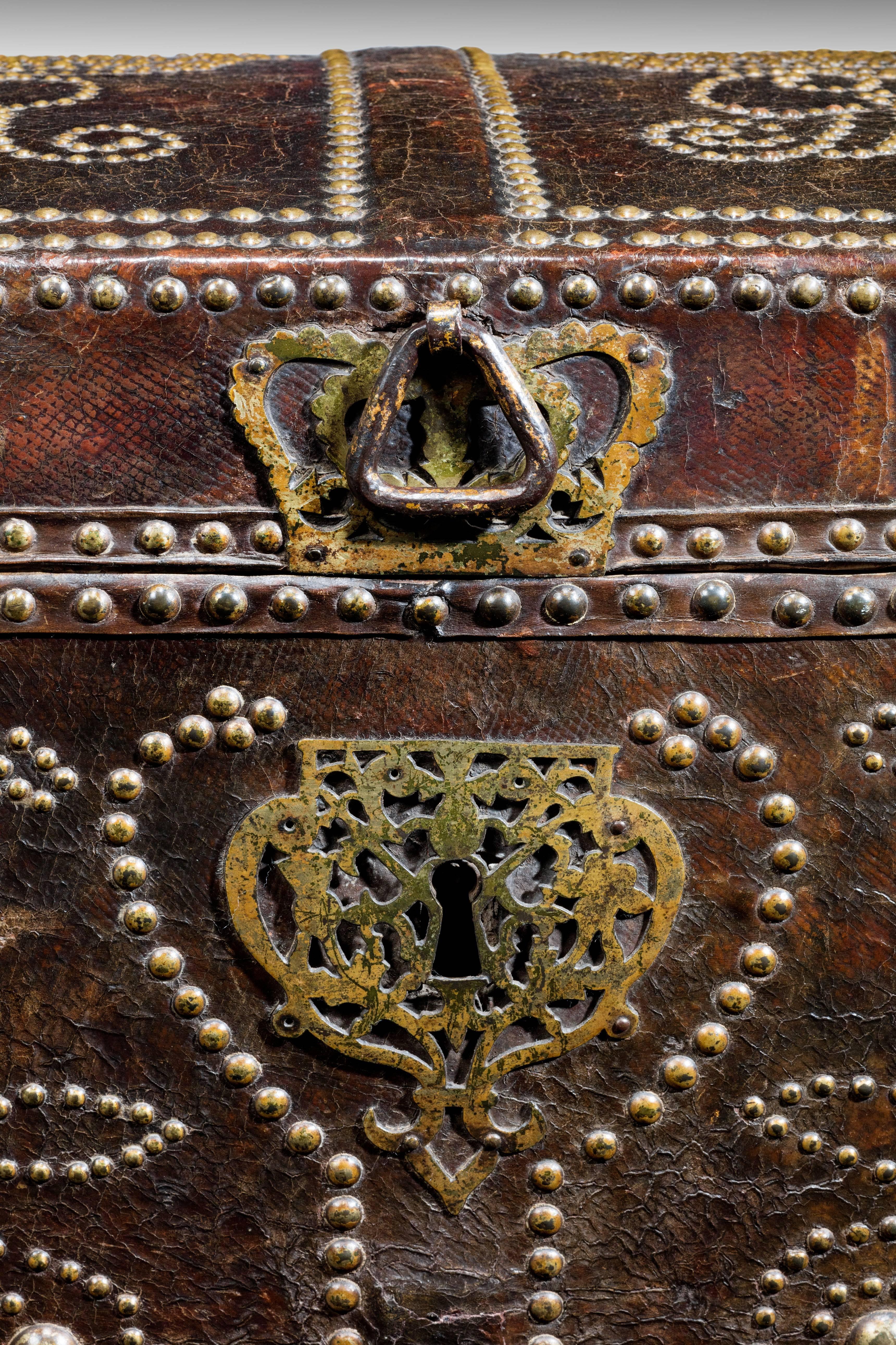 Early 18th Century George I Studded Leather Coffer