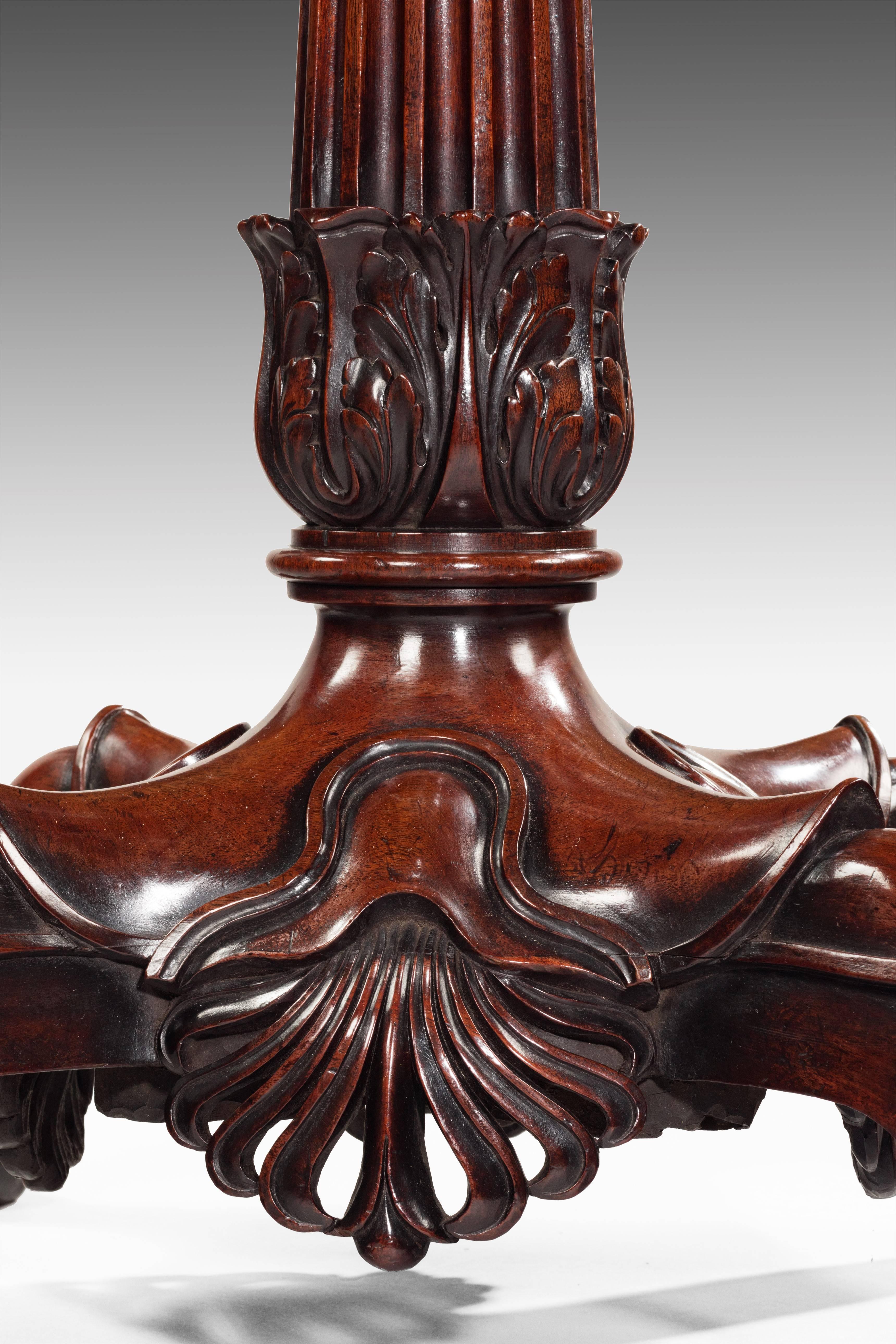 Regency Carved Mahogany Pedestal Table In Good Condition In Sutton Coldfield, GB