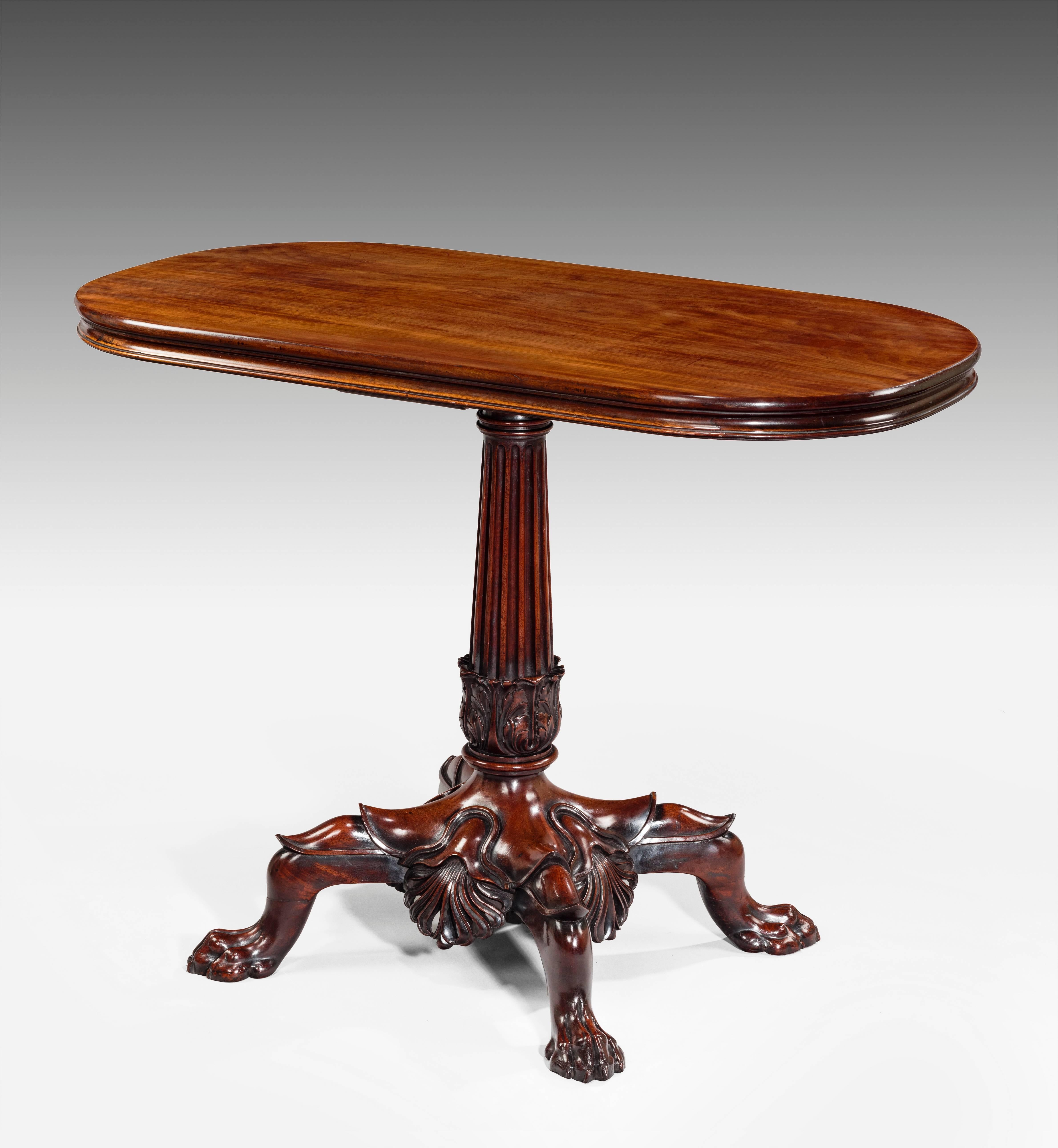 English Regency Carved Mahogany Pedestal Table