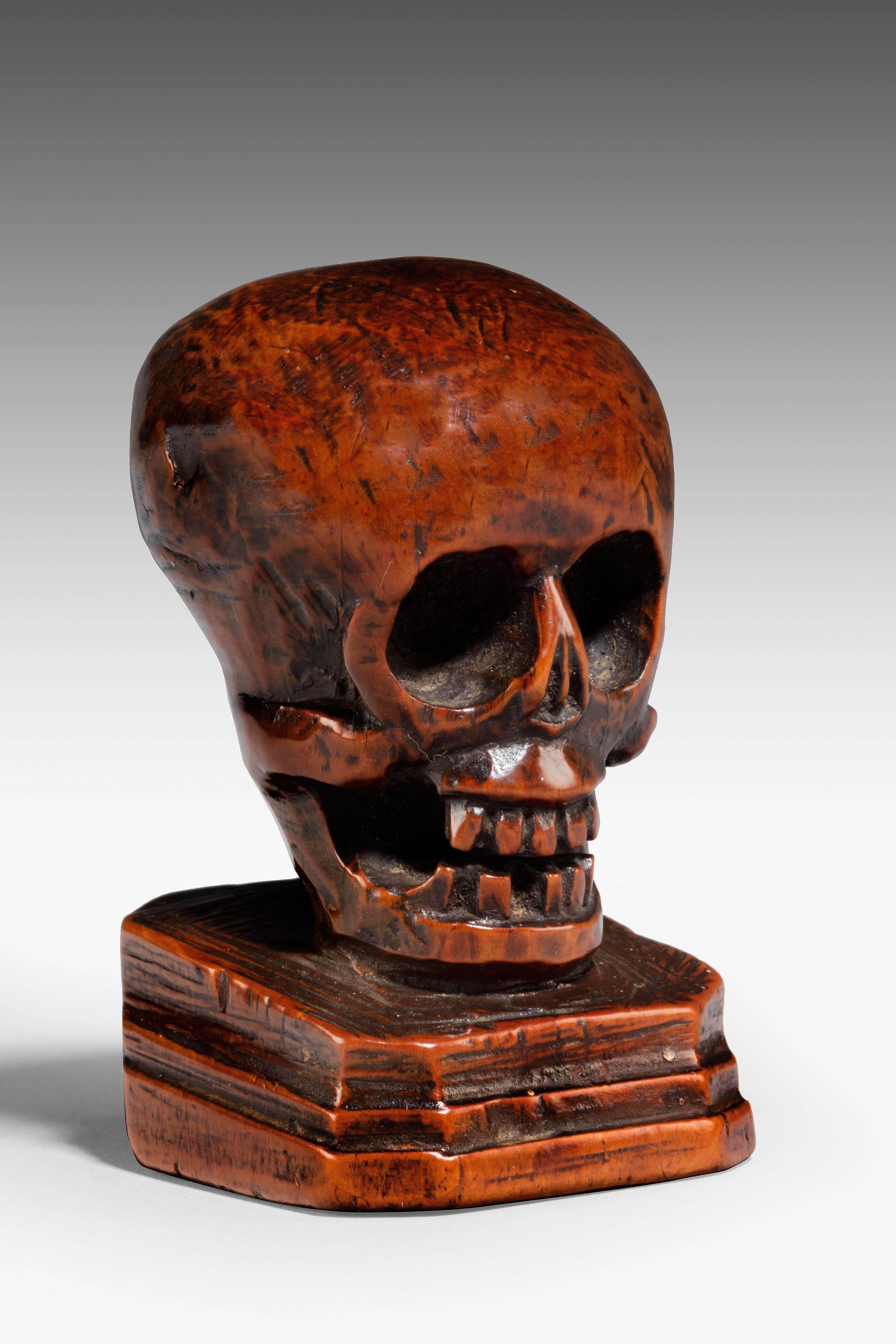 Belgian 18th Century Flemish Miniature Carved Boxwood Skull