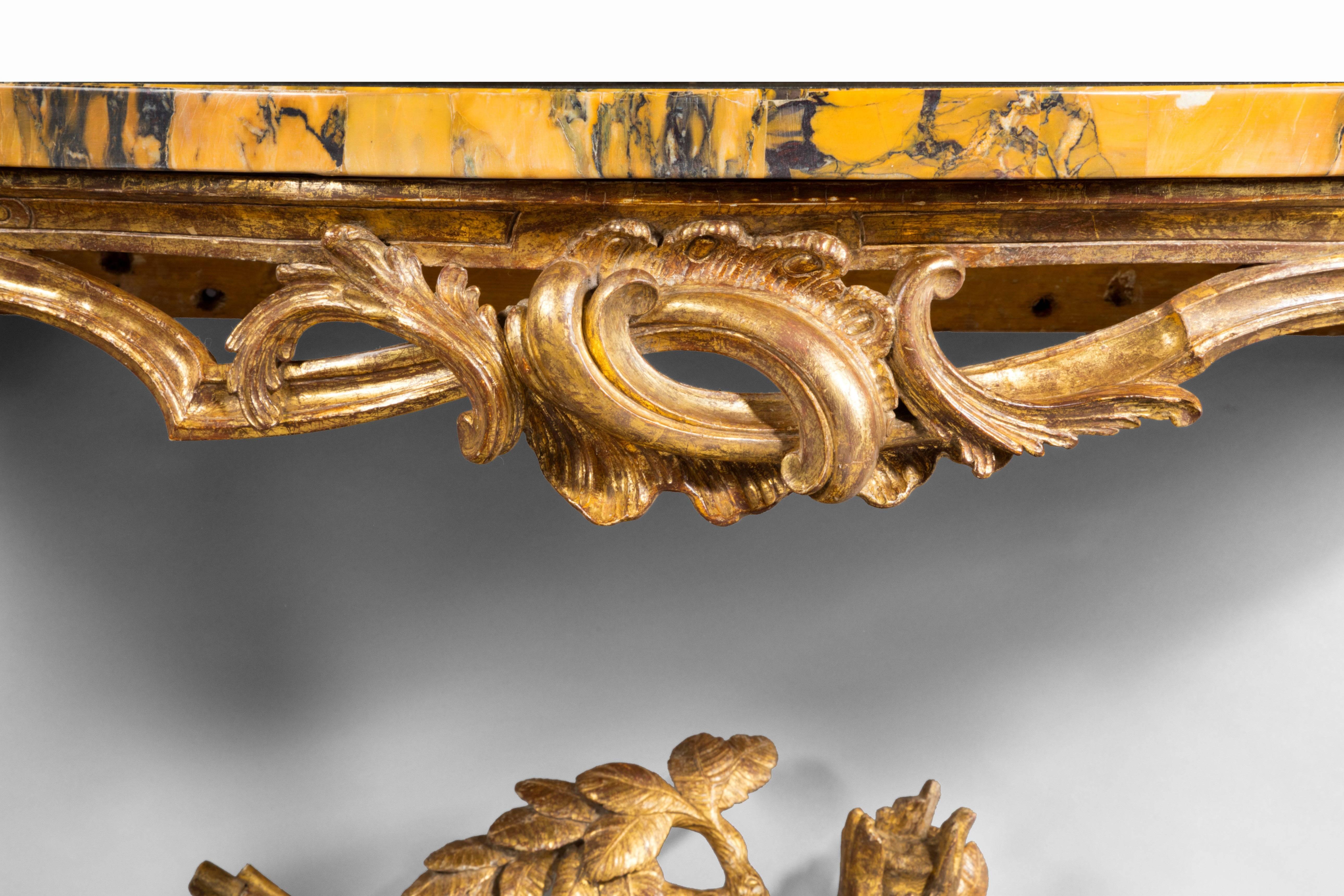 English Carved Giltwood Console Table  For Sale