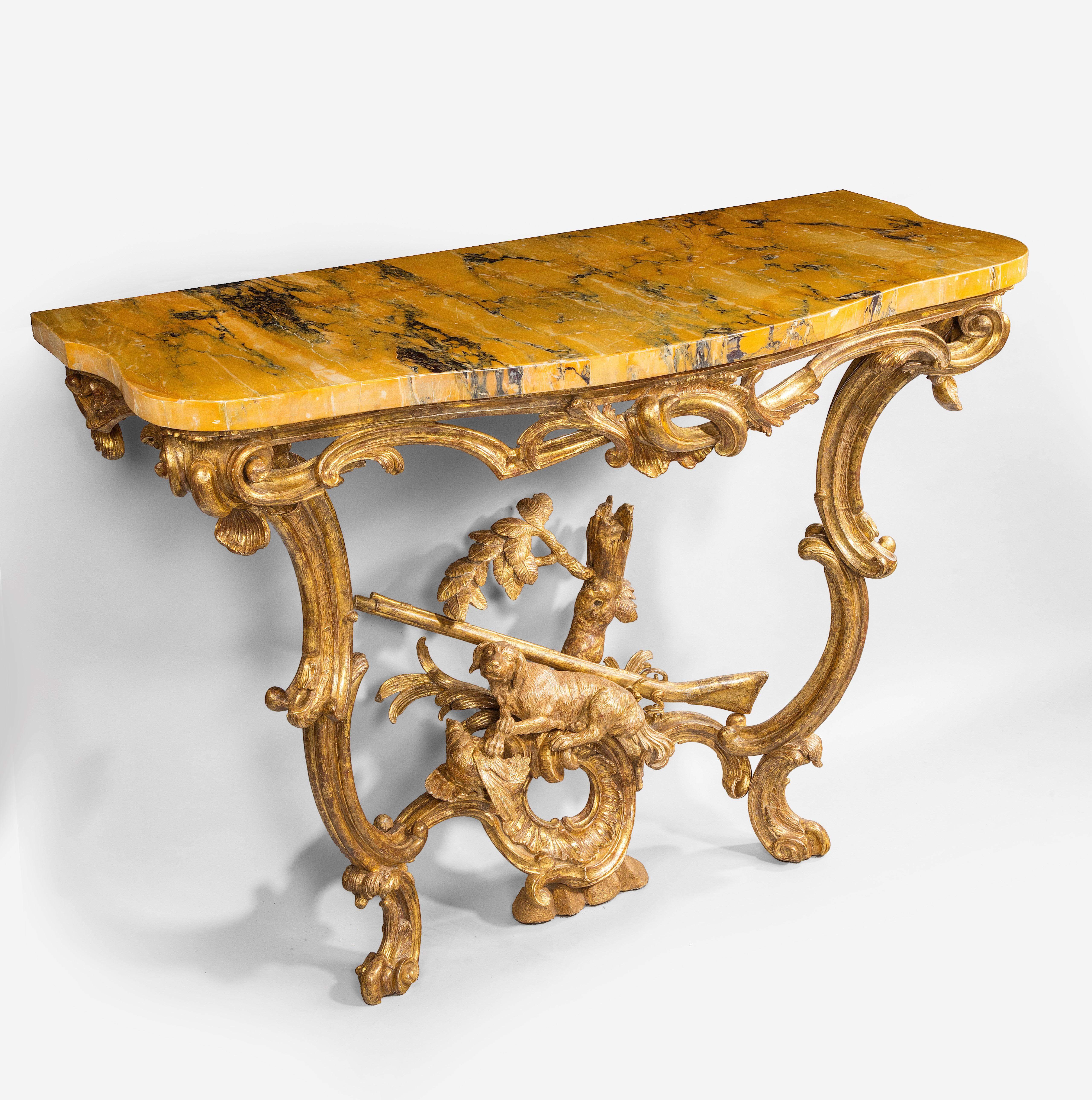 Carved Giltwood Console Table  For Sale 1