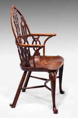 Rare Pair of George II Yew, Elm and Ash Gothic Windsor Armchairs
