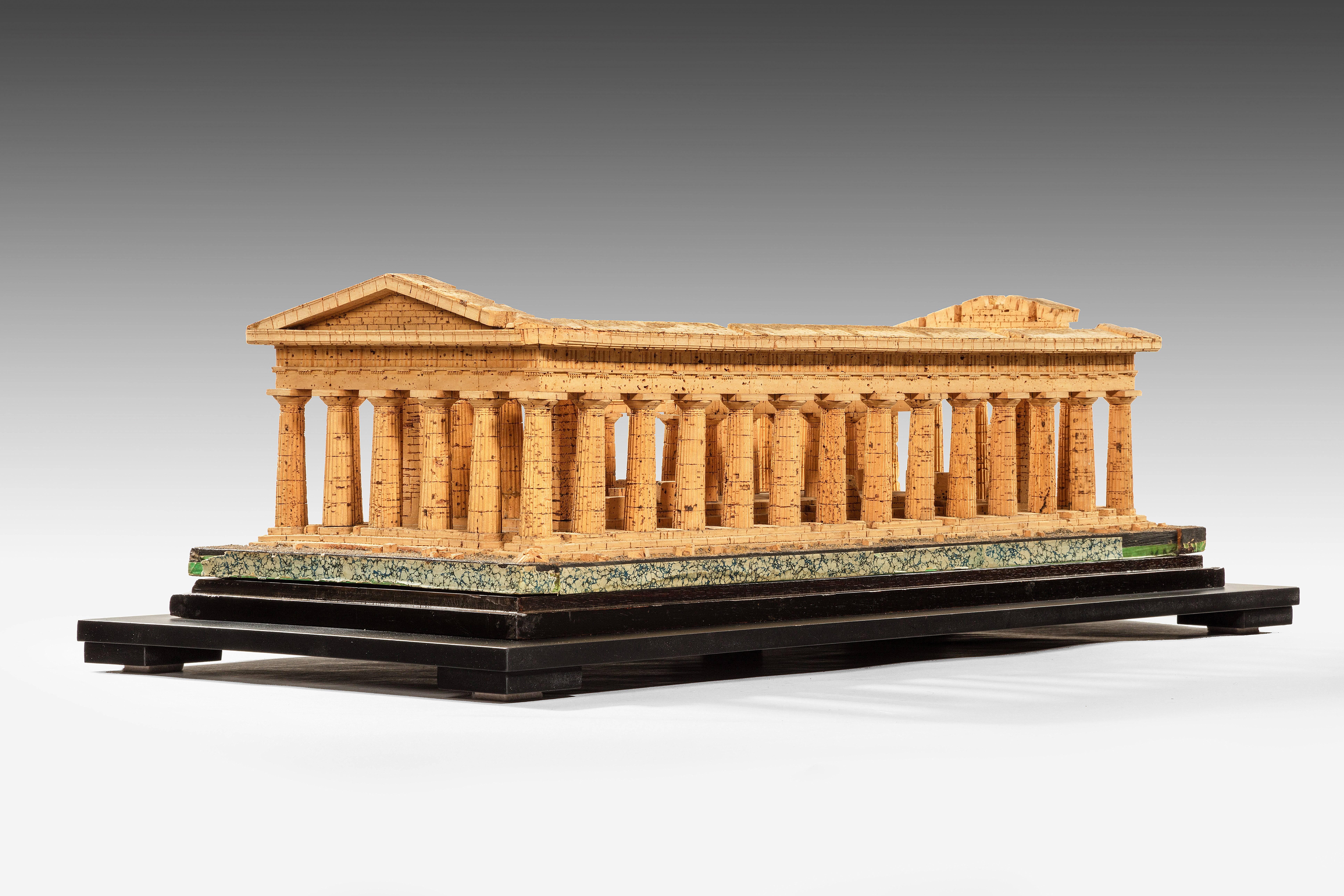 Provenance: Owned by Mr. Fattio, tailor to the Naples Royal Family, and thence by descent.

Attributed to Domenico Padiglione’s workshop. Made in Naples, Italy.

An intricate cork model of the Temple of Zeus (formerly thought to be the Temple of