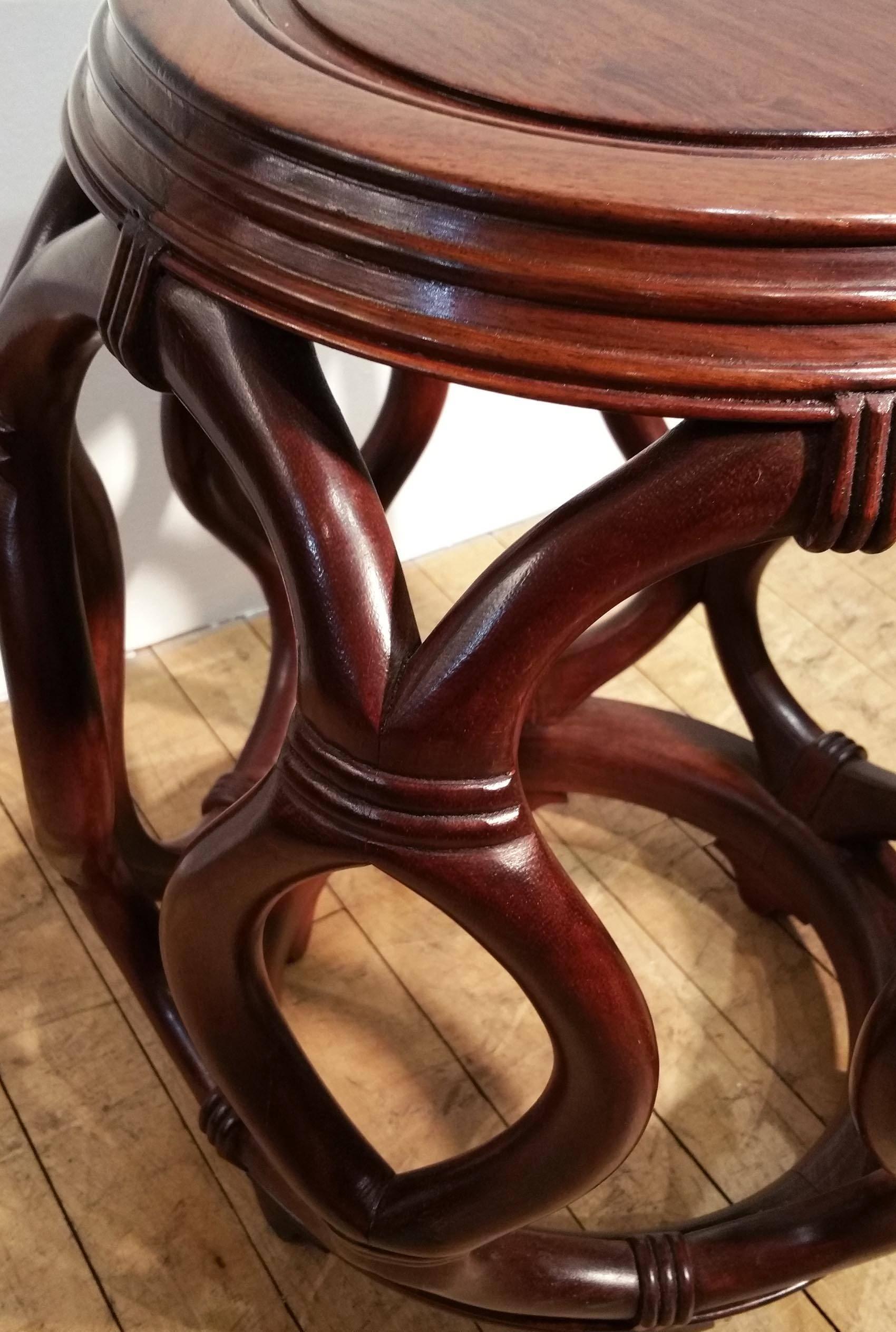 Near Pair of Chinese Hardwood Barrel Seats 3
