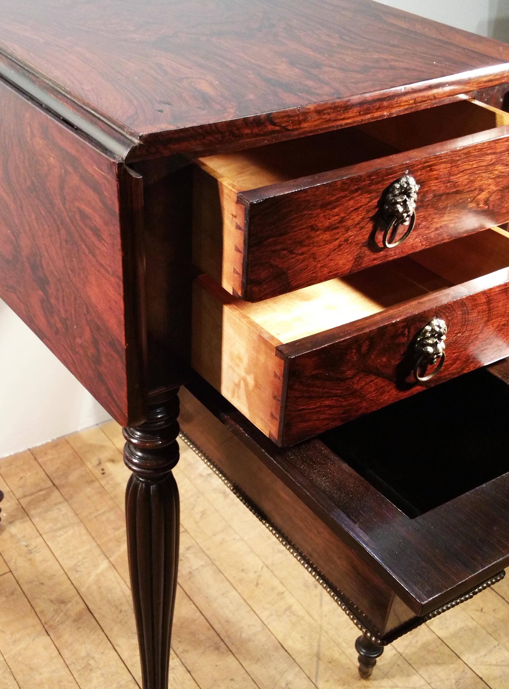 19th Century Mid 19th C. Rosewood Pembroke Work Table 