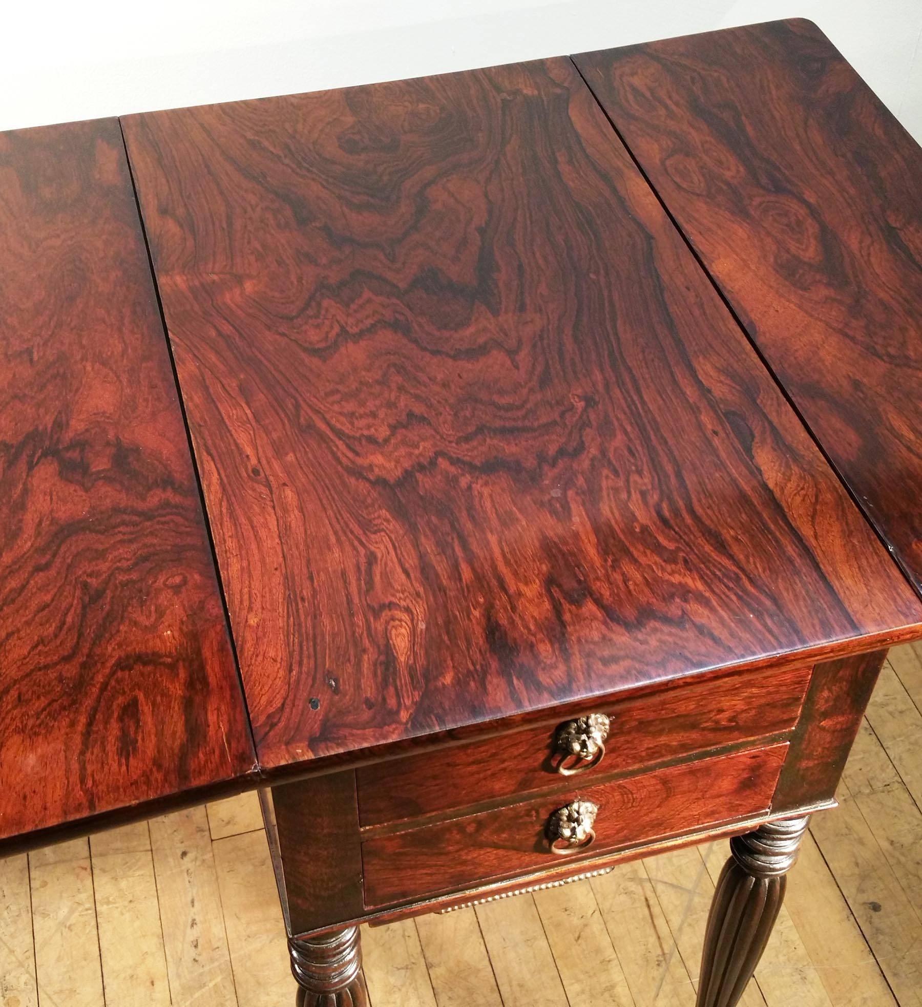 Mid 19th C. Rosewood Pembroke Work Table  1