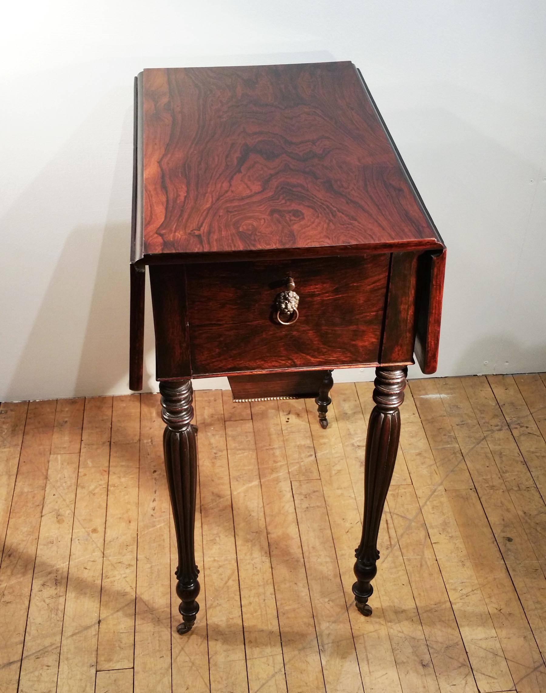 Mid 19th C. Rosewood Pembroke Work Table  3
