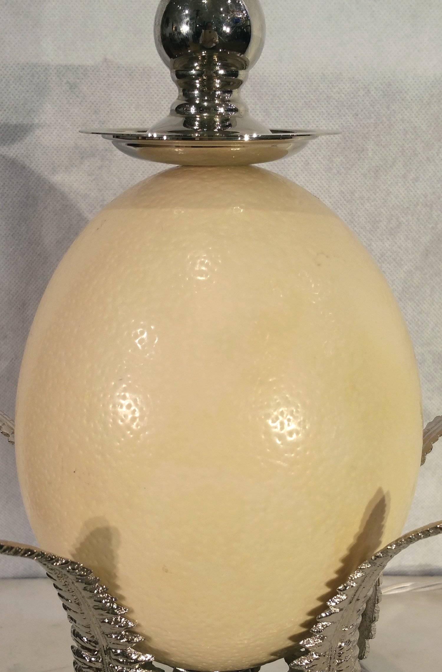 Pair of Silver Plated Ostrich Egg Table Lamps  In Excellent Condition In London, GB