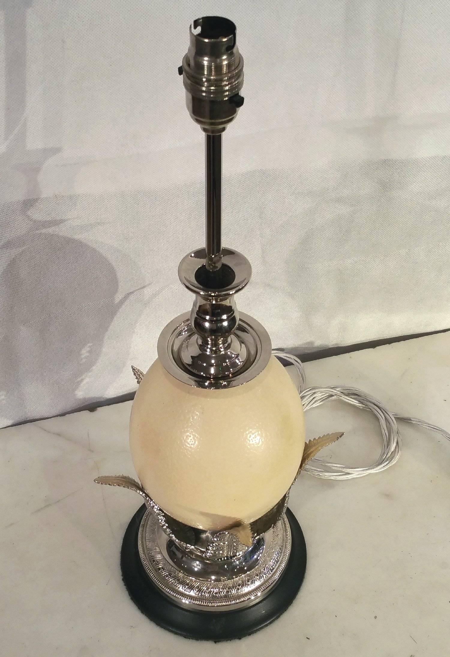 Pair of Silver Plated Ostrich Egg Table Lamps  1