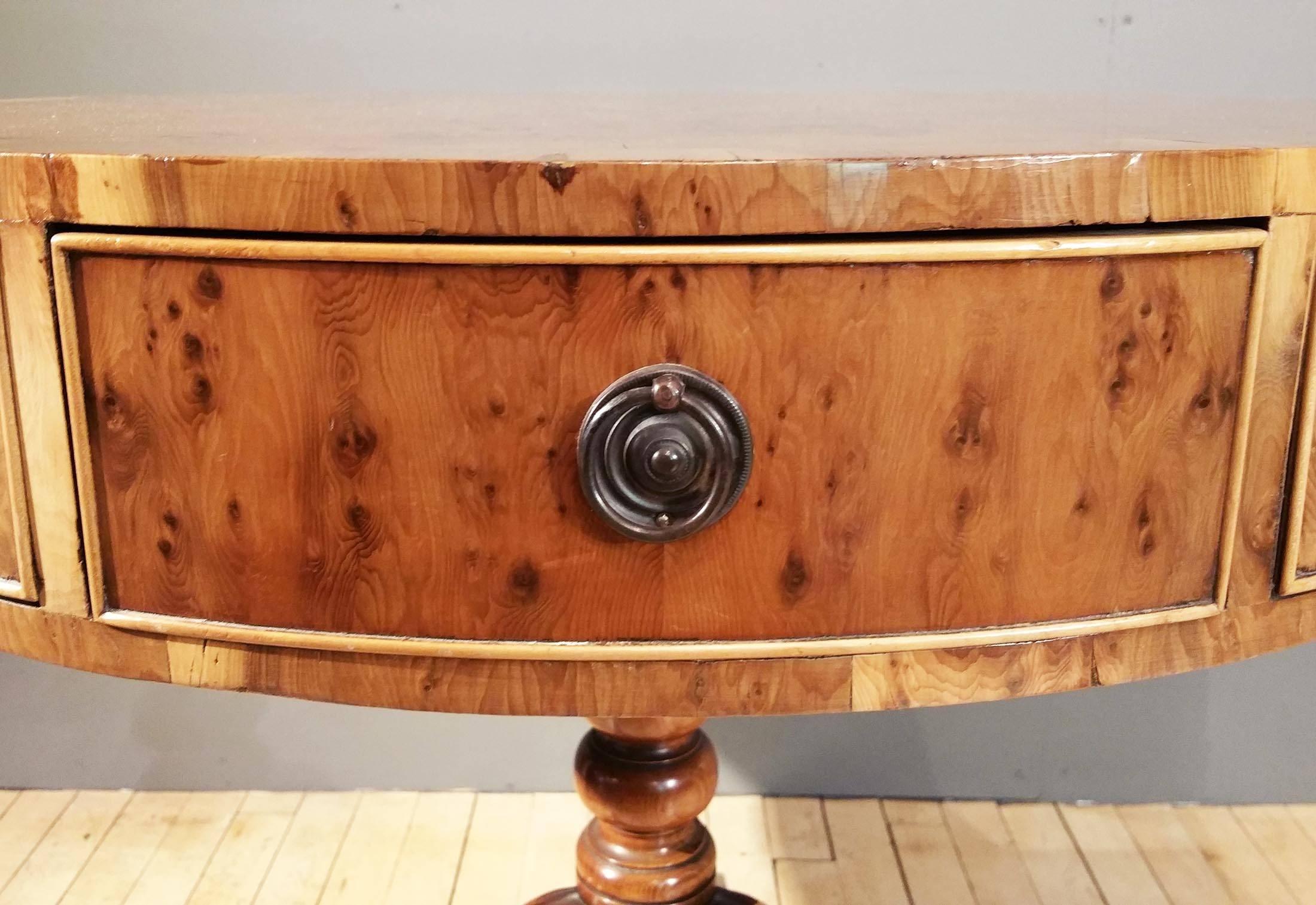 Mid-20th Century Regency Style Yew Wood Drum Table 5