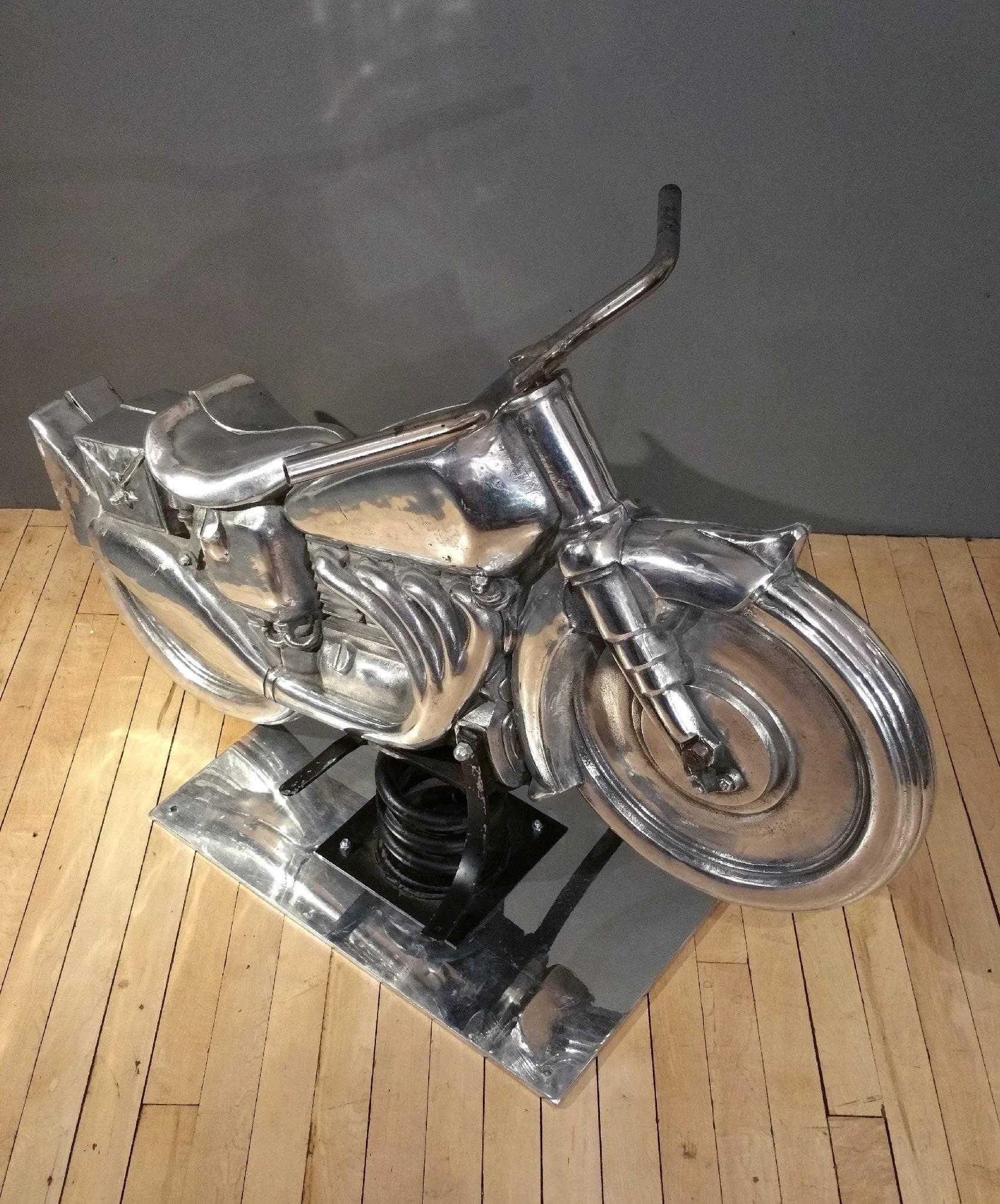Mid-20th Century Polished Metal Harley Davidson Toy Motorcycle In Excellent Condition In London, GB