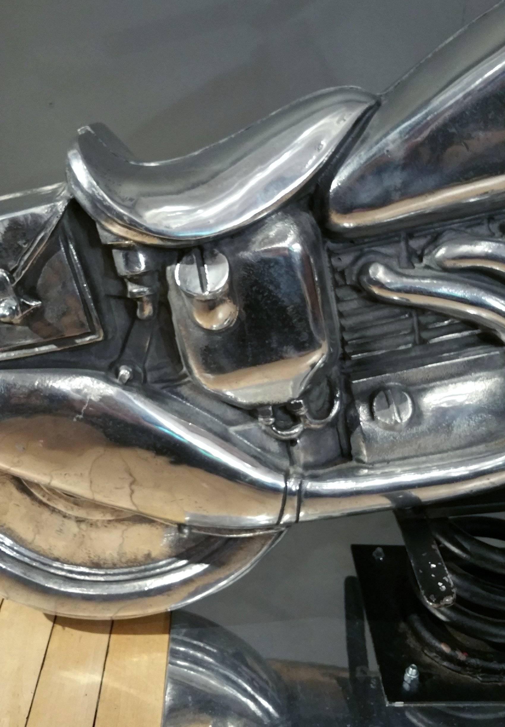 Mid-20th Century Polished Metal Harley Davidson Toy Motorcycle 3