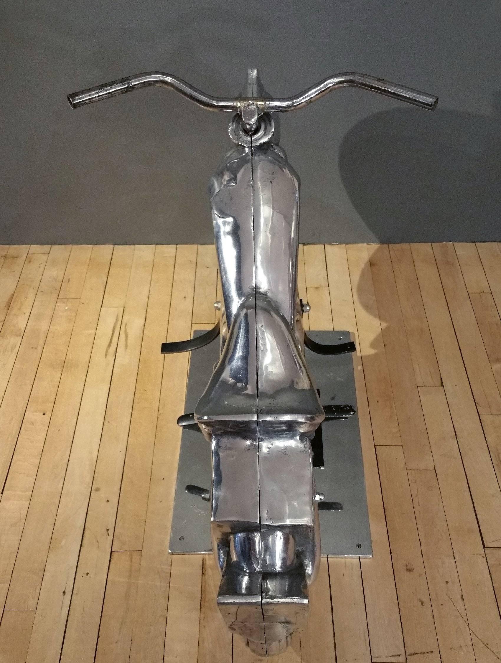 Mid-20th Century Polished Metal Harley Davidson Toy Motorcycle 5