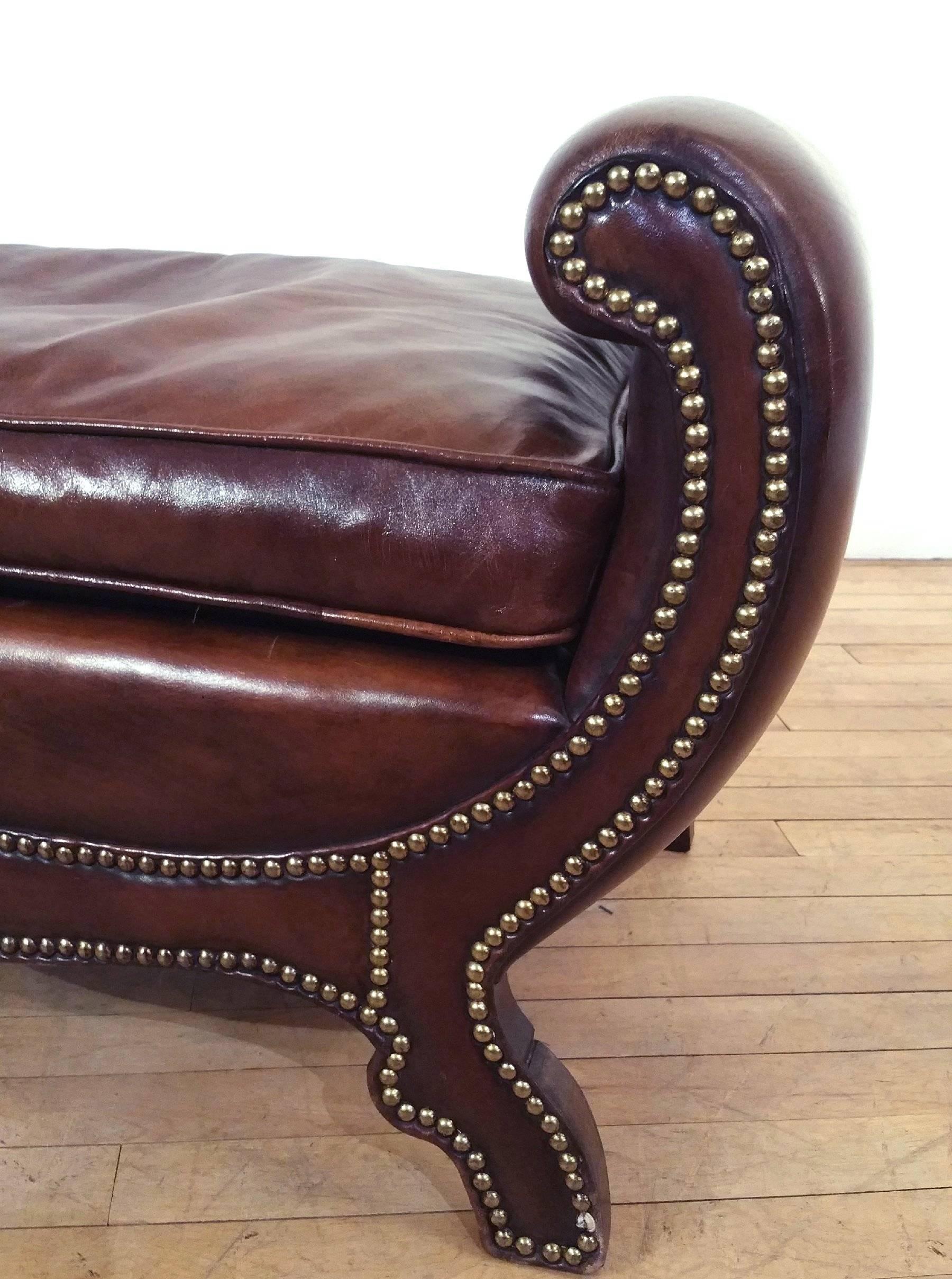 Pair of Regency Style Leather Upholstered Window Seats In Excellent Condition In London, GB