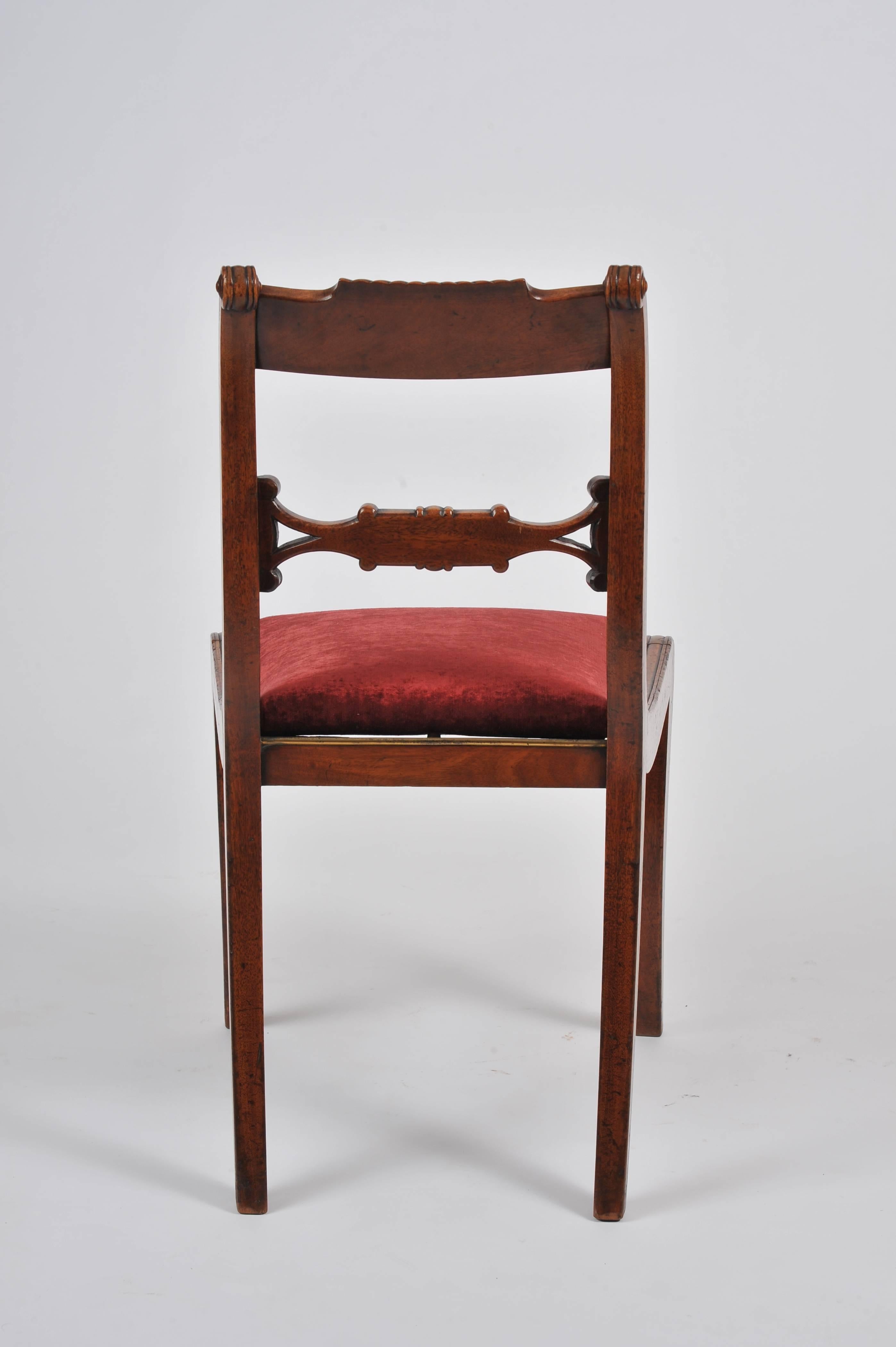 19th Century Set of Four Regency Mahogany Sabre Leg Chairs