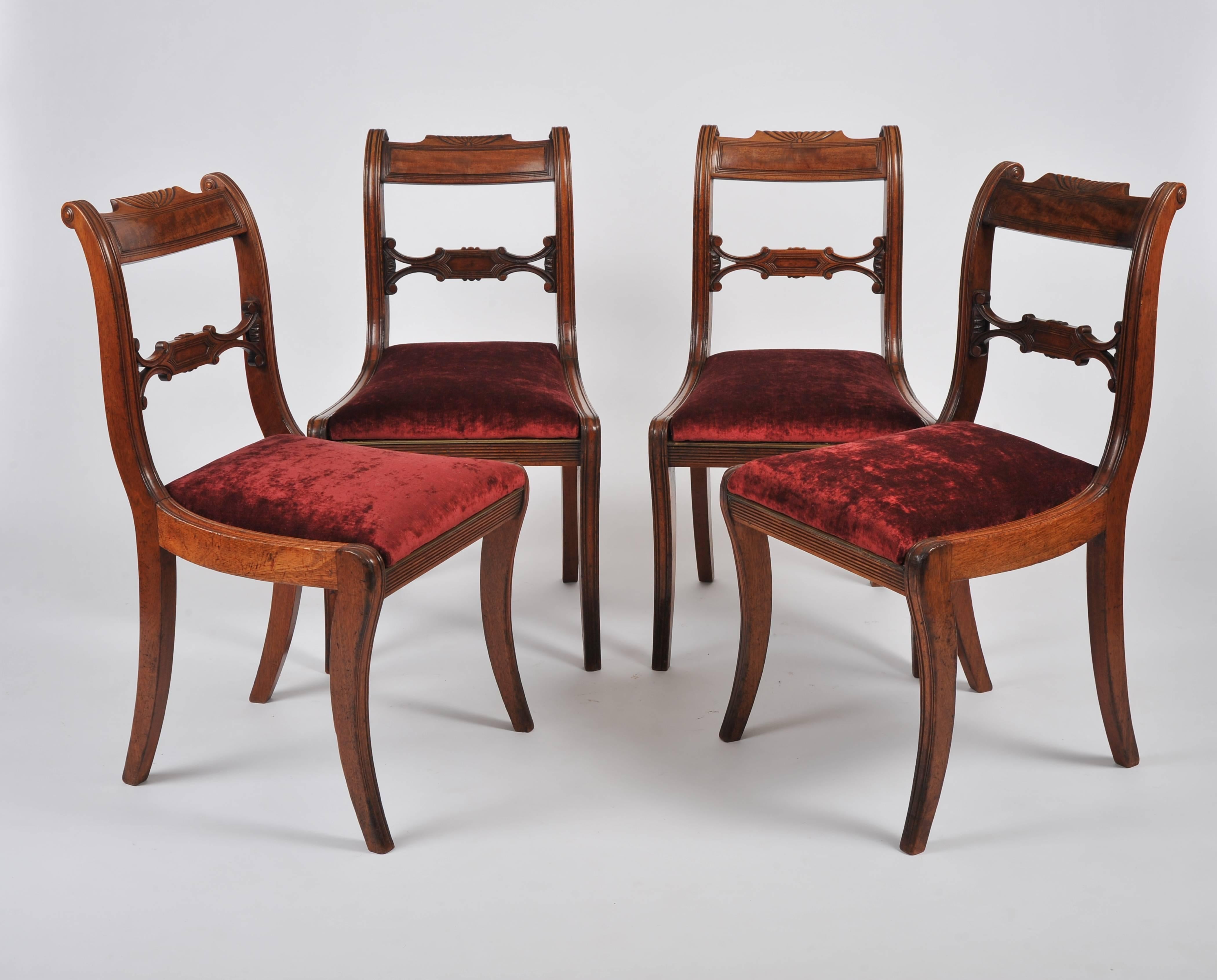 Set of Four Regency Mahogany Sabre Leg Chairs 4