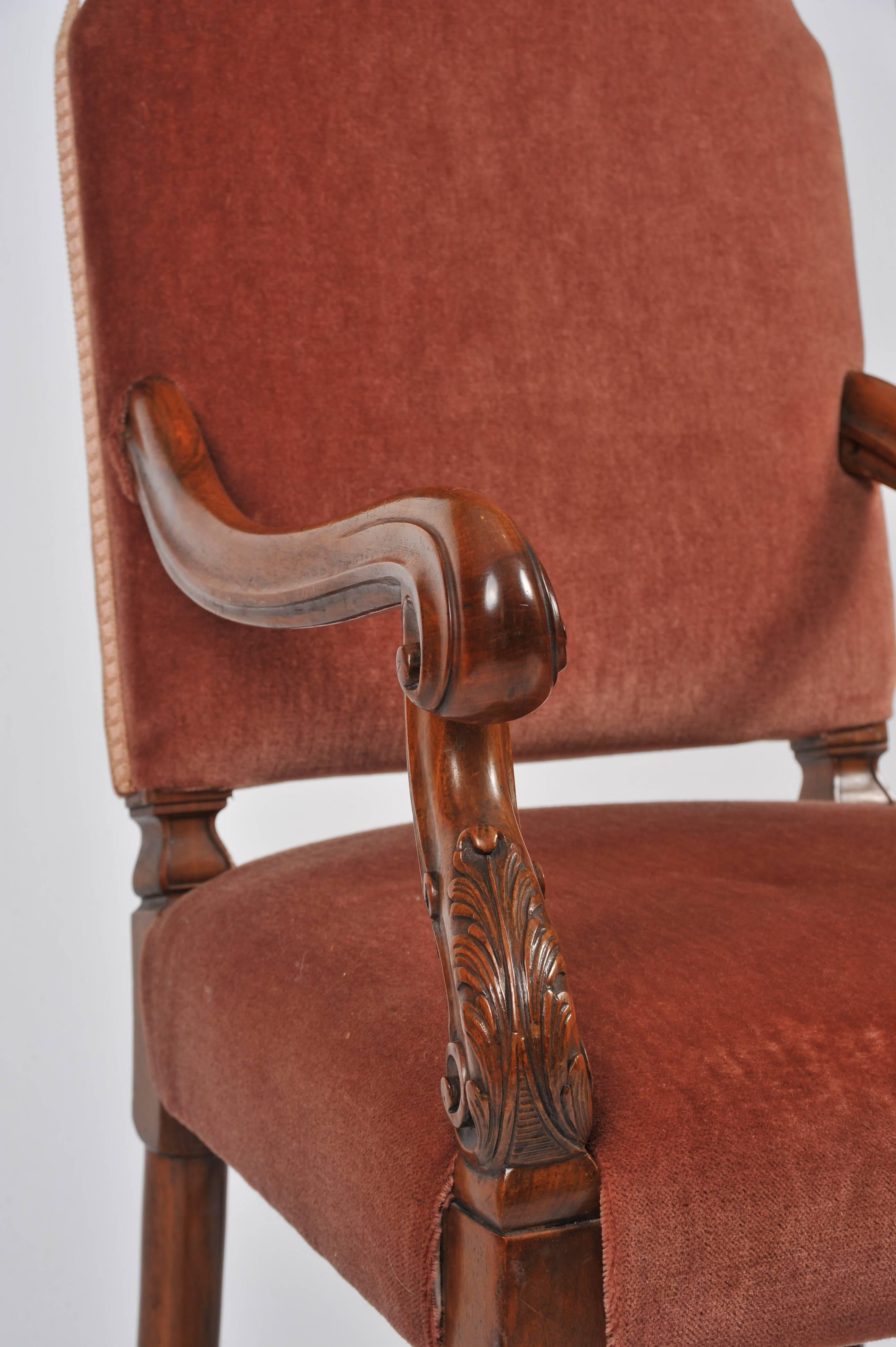 English 1920s Set of Walnut Dining Chairs