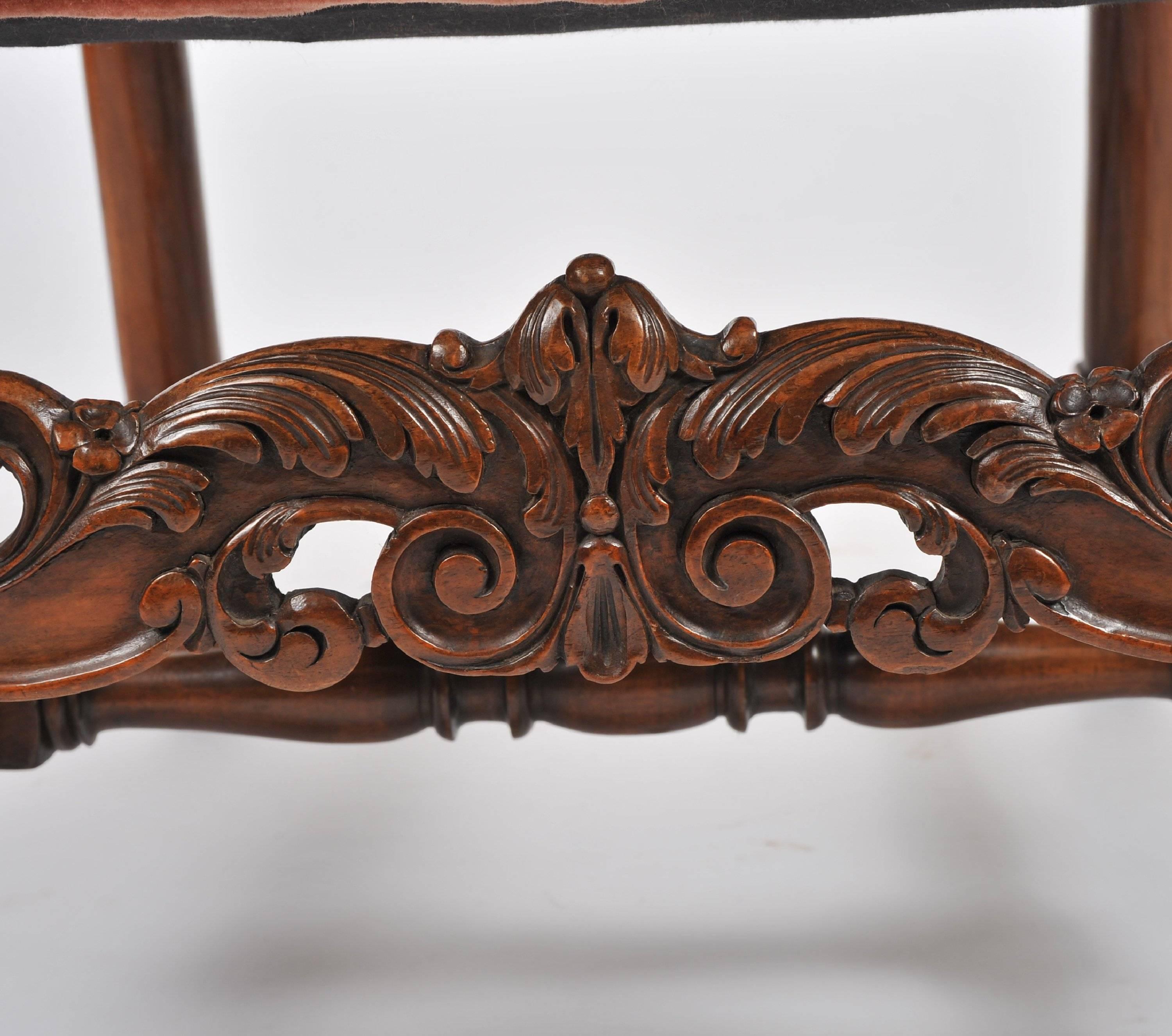 Upholstery 1920s Set of Walnut Dining Chairs