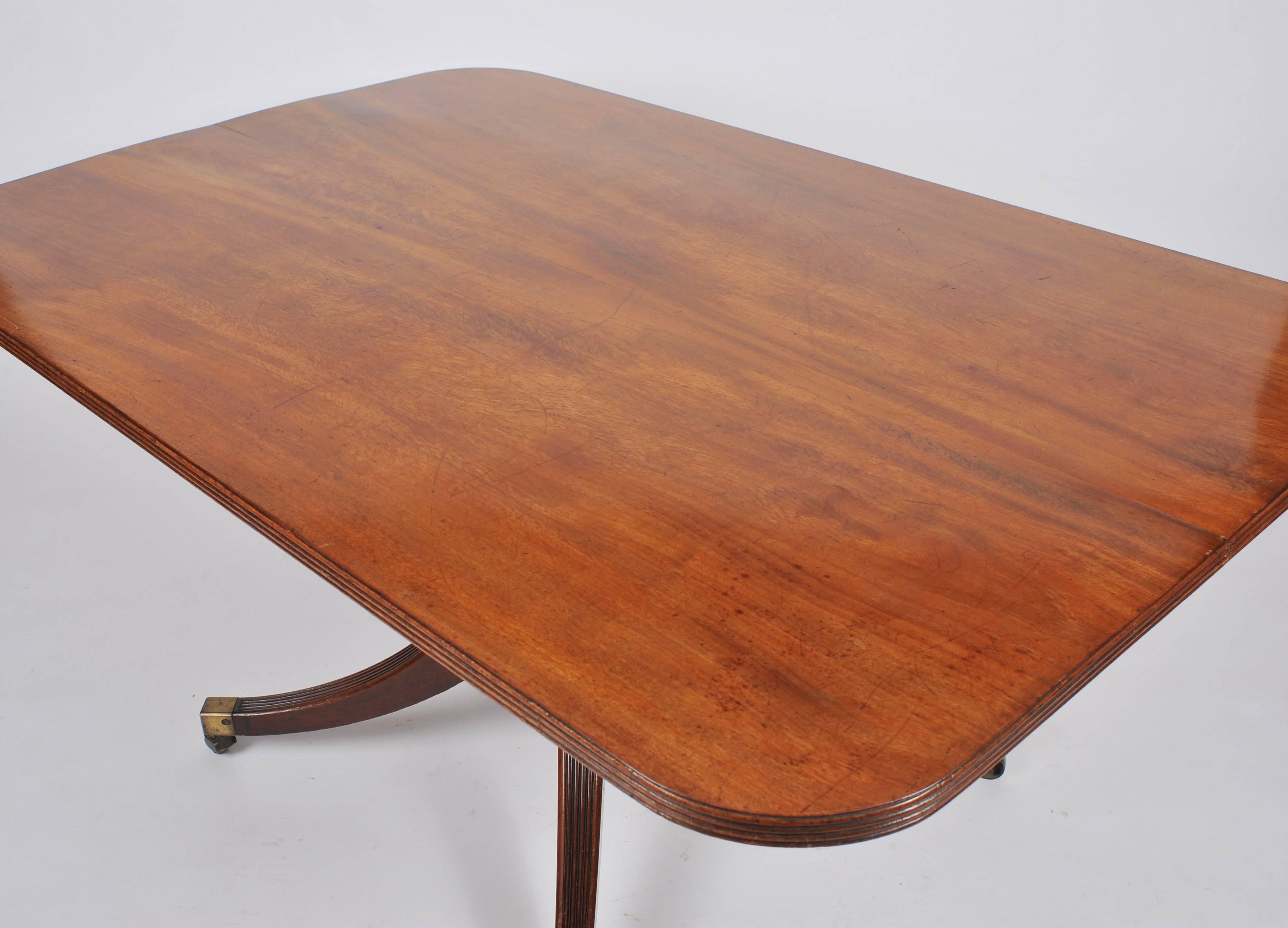 Brass Early 19th Century Rectangular Mahogany Breakfast Table