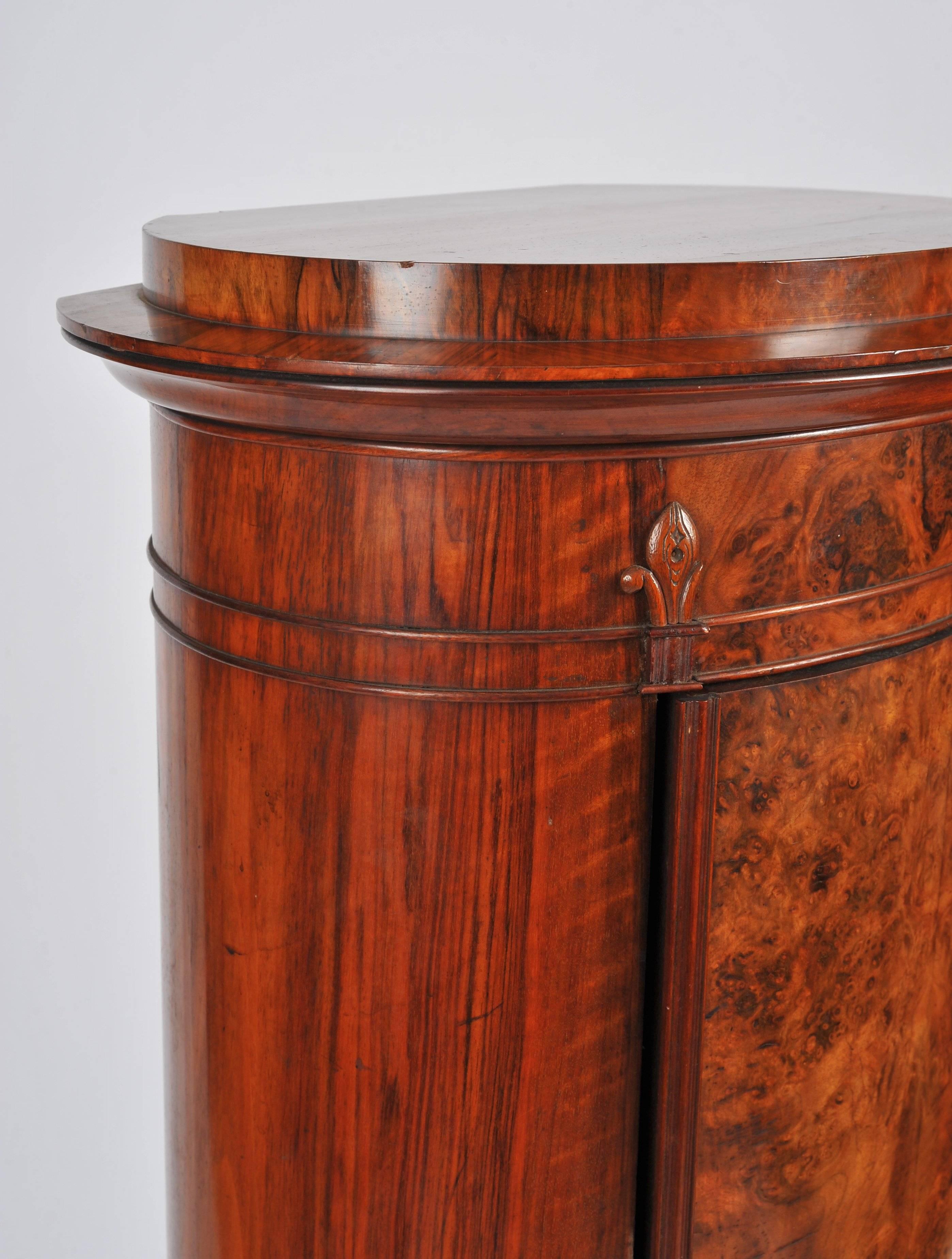 Victorian Burr Walnut Oval Pedestal Cabinet 2