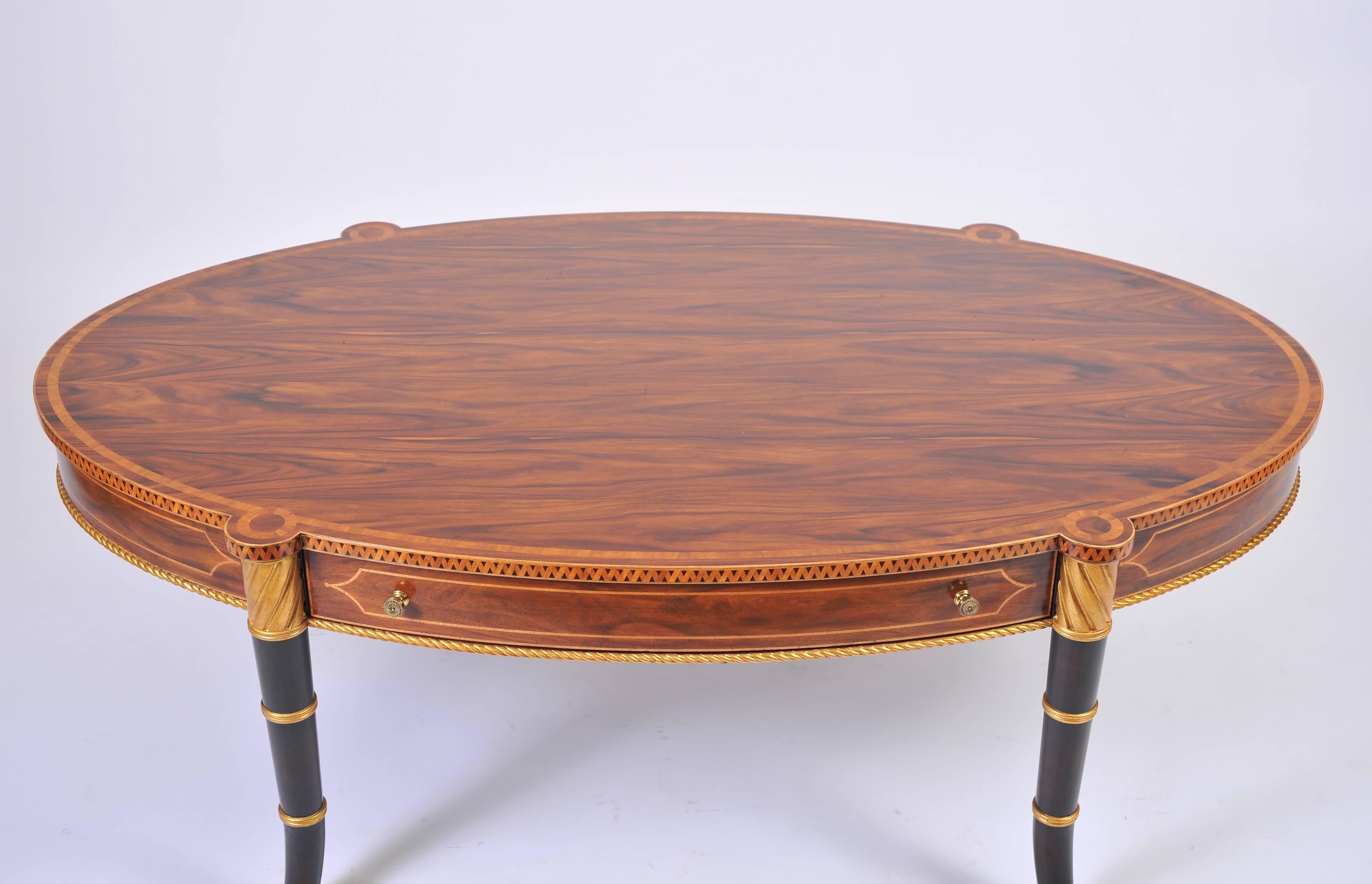 Oval Rosewood Coffee Table with Satinwood Crossbanding 3