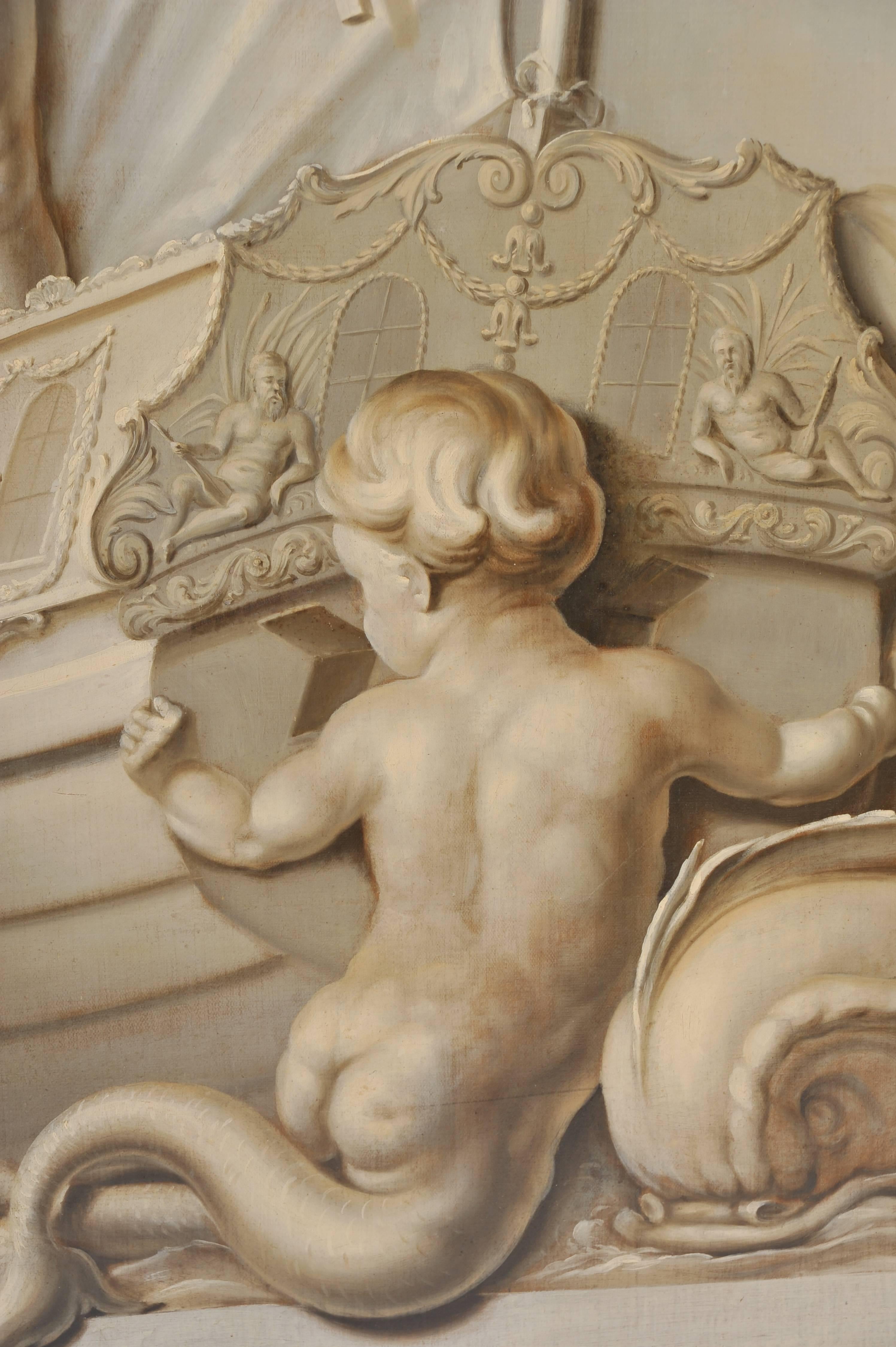 19th Century Large Dutch Cherub Painting In Excellent Condition In London, GB