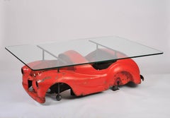 20th Century Industrial Coffee Table with Toy Car Design