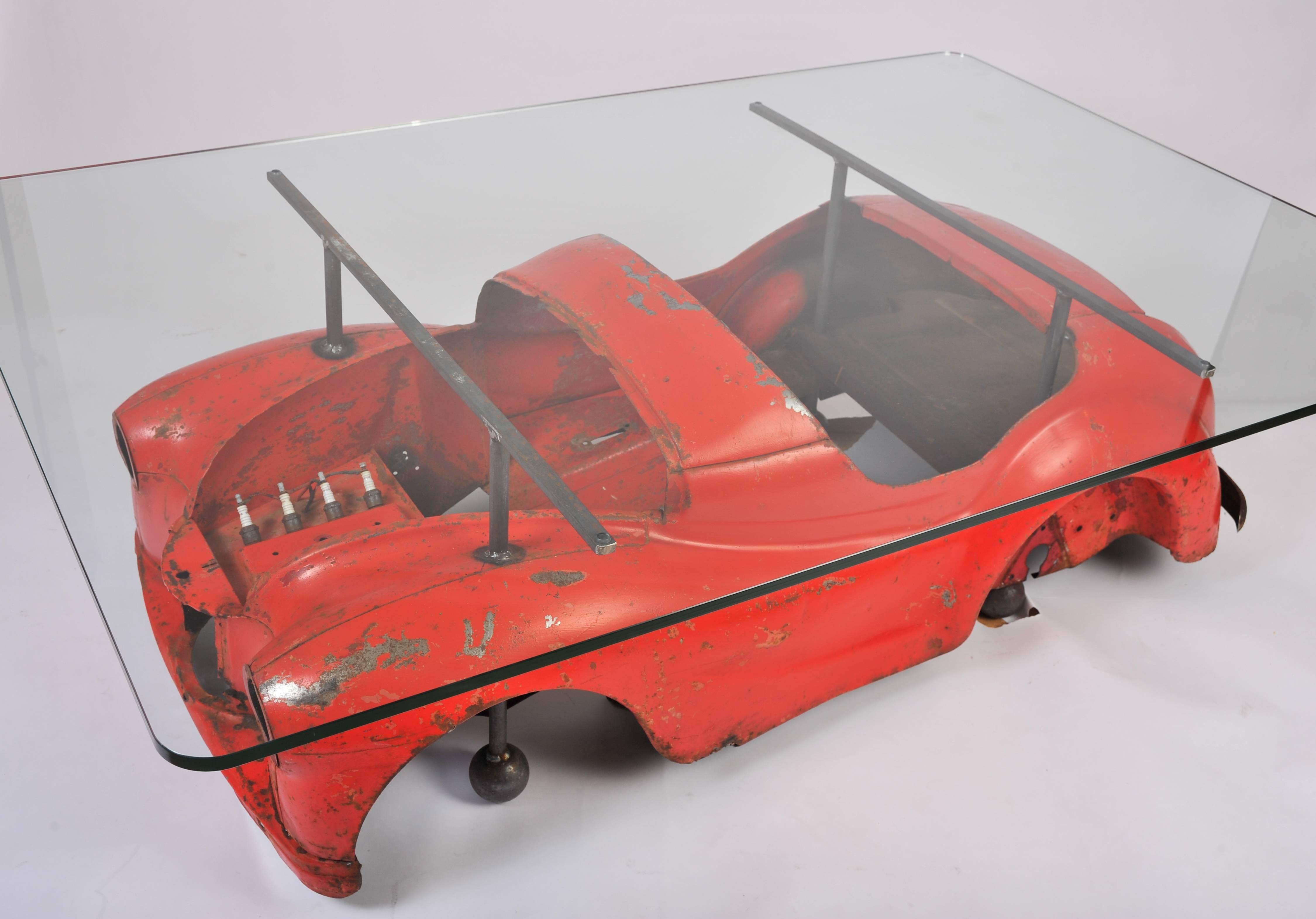 20th Century Industrial Coffee Table with Toy Car Design In Excellent Condition In London, GB