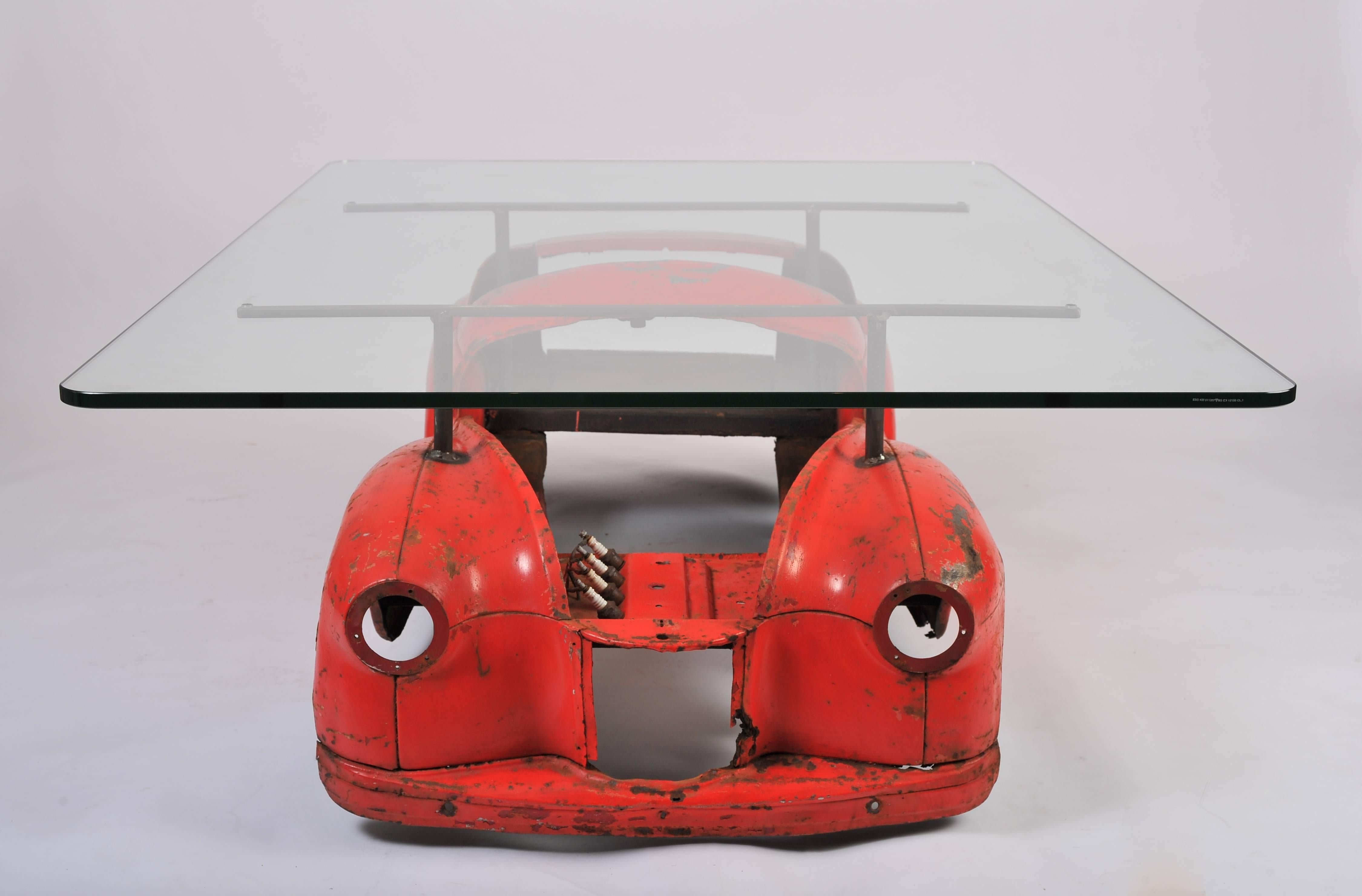 Contemporary 20th Century Industrial Coffee Table with Toy Car Design