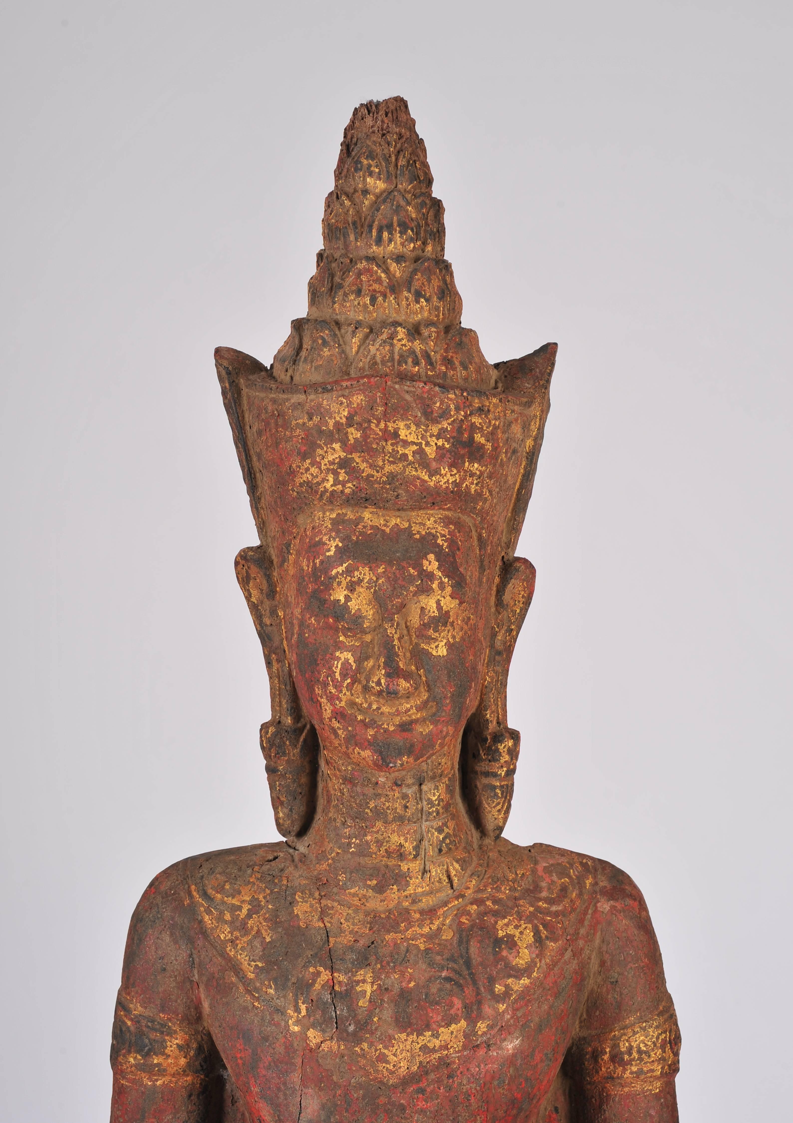 Early 18th Century Carved Hardwood Oriental Buddha 5