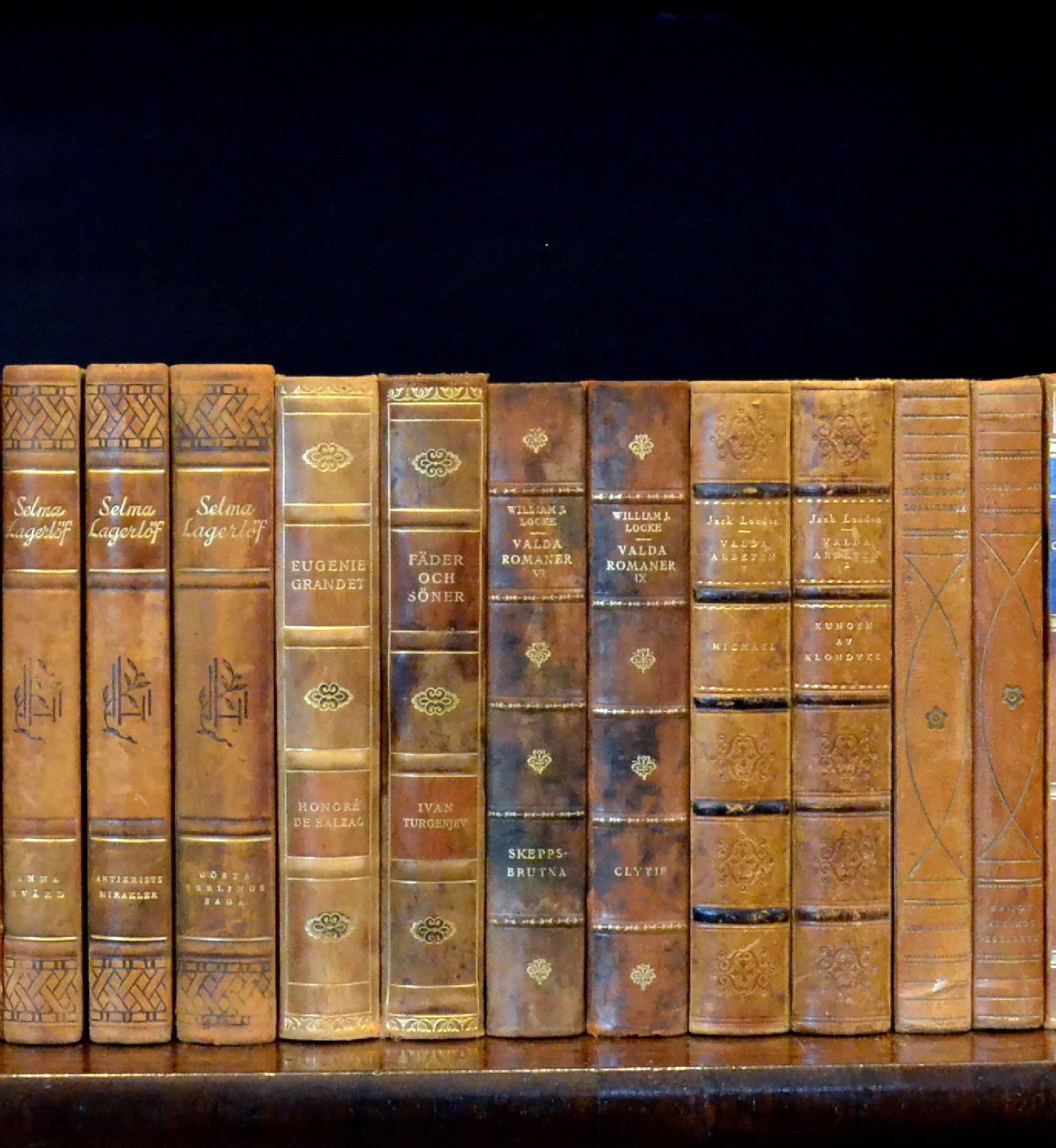 Meter of Early 20th Century Leather Bound Books, Series 33 In Good Condition In London, GB