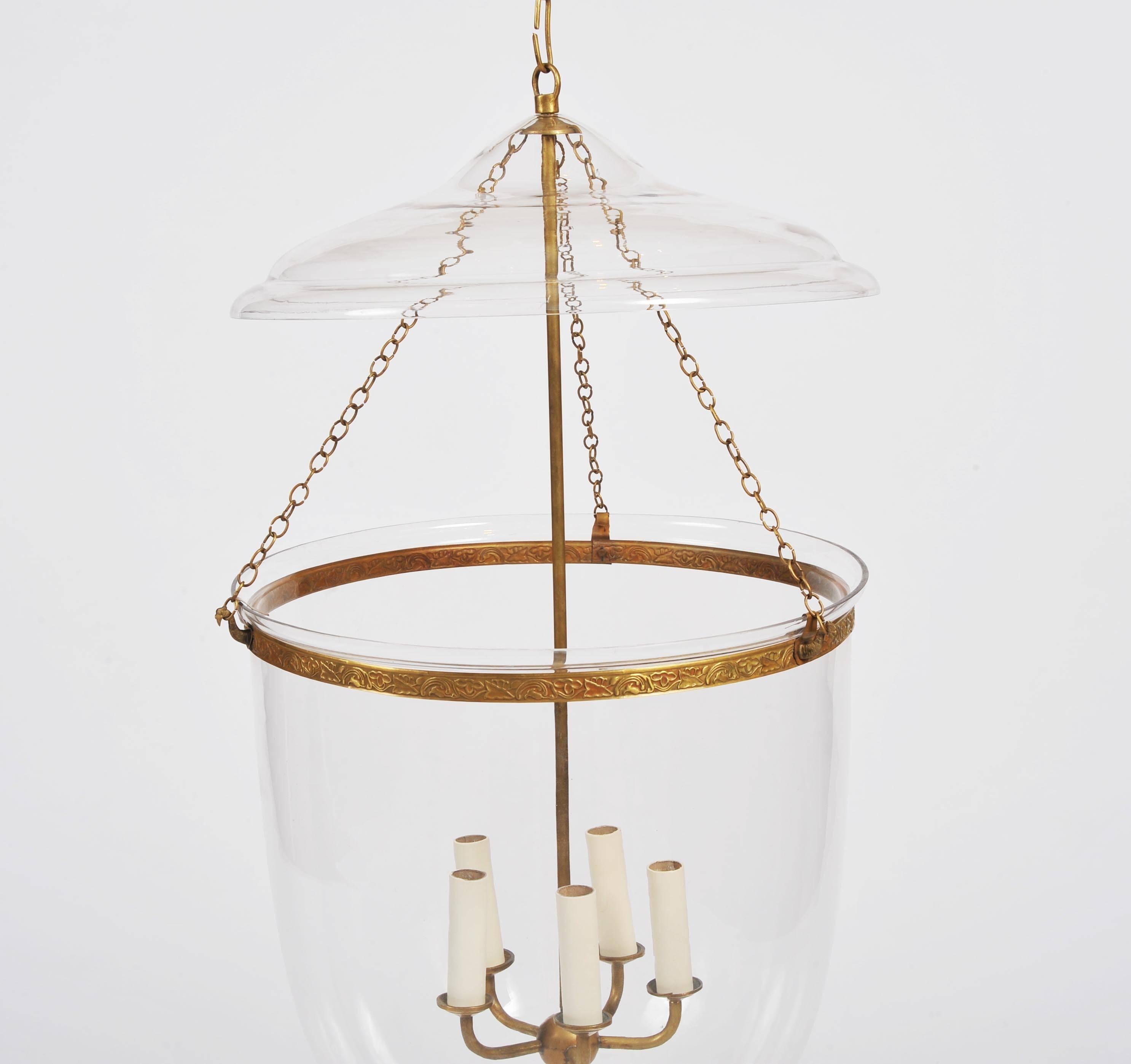 Contemporary Large Clear Glass Storm Lantern with Brass Fittings