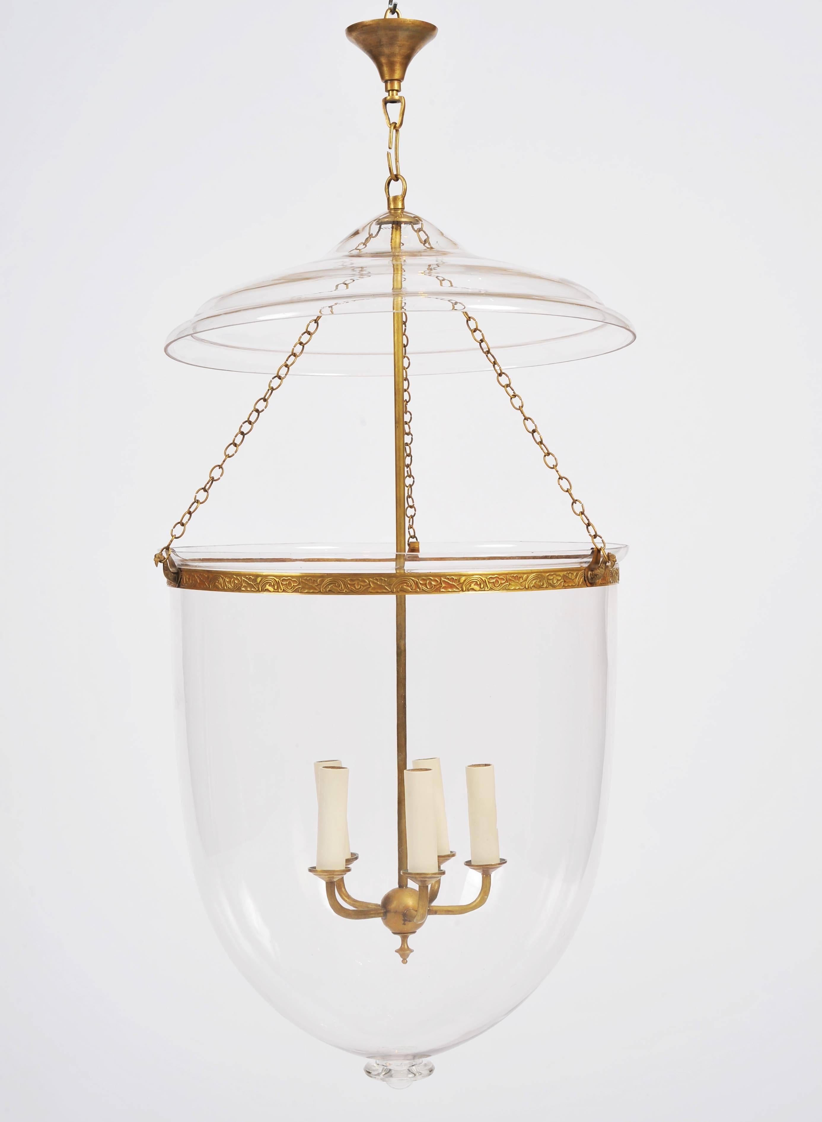 Large Clear Glass Storm Lantern with Brass Fittings 2