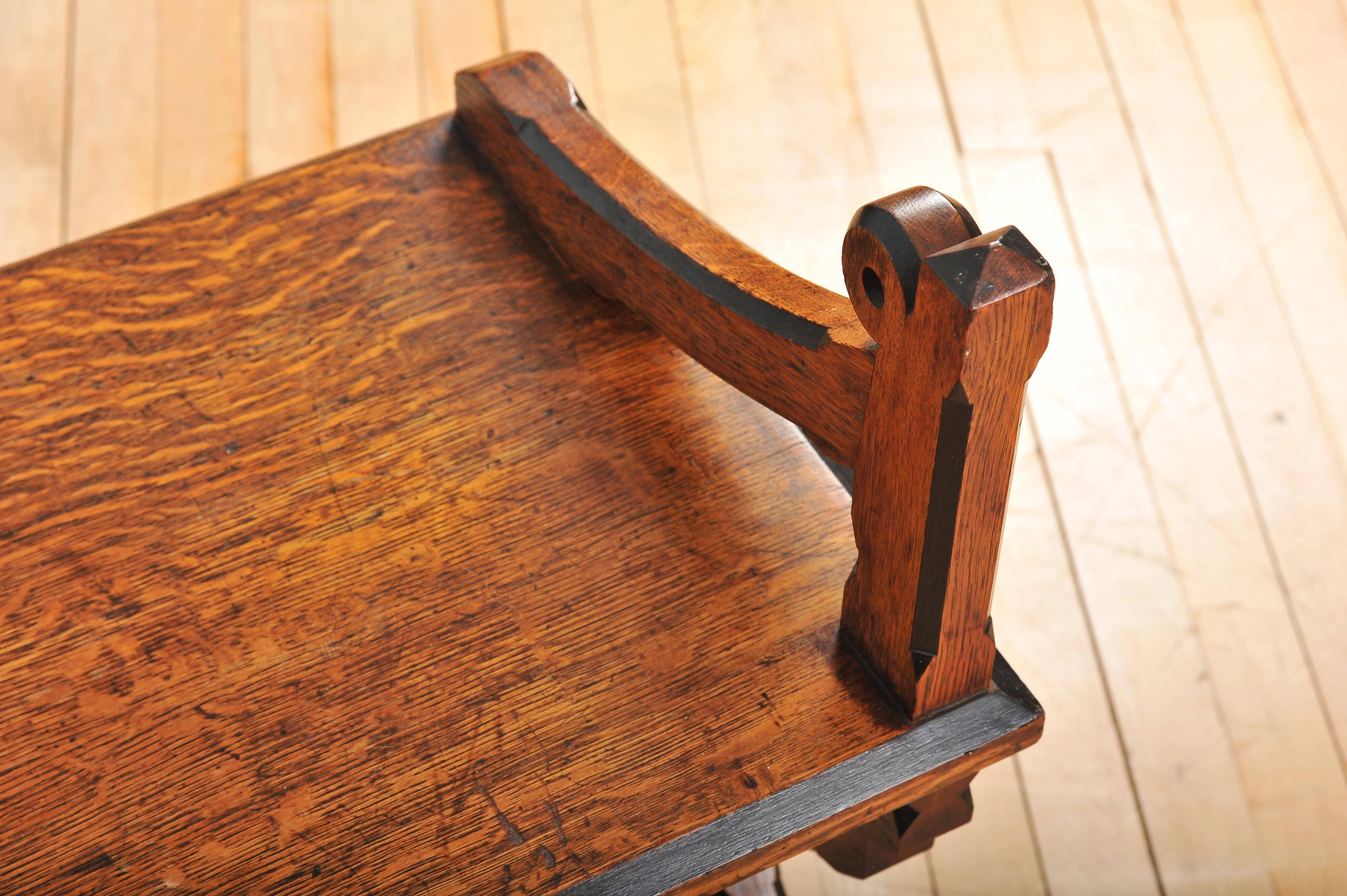 English Arts & Crafts Oak Hall Bench