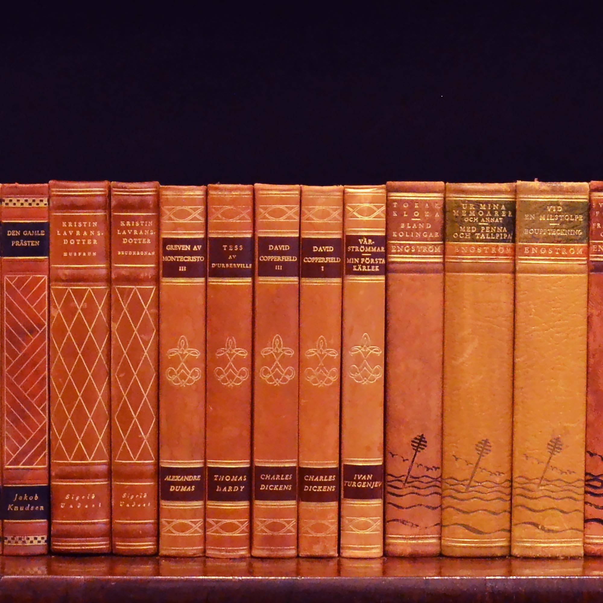 Embossed Early 20th Century Leather Bound Library Books Series 42