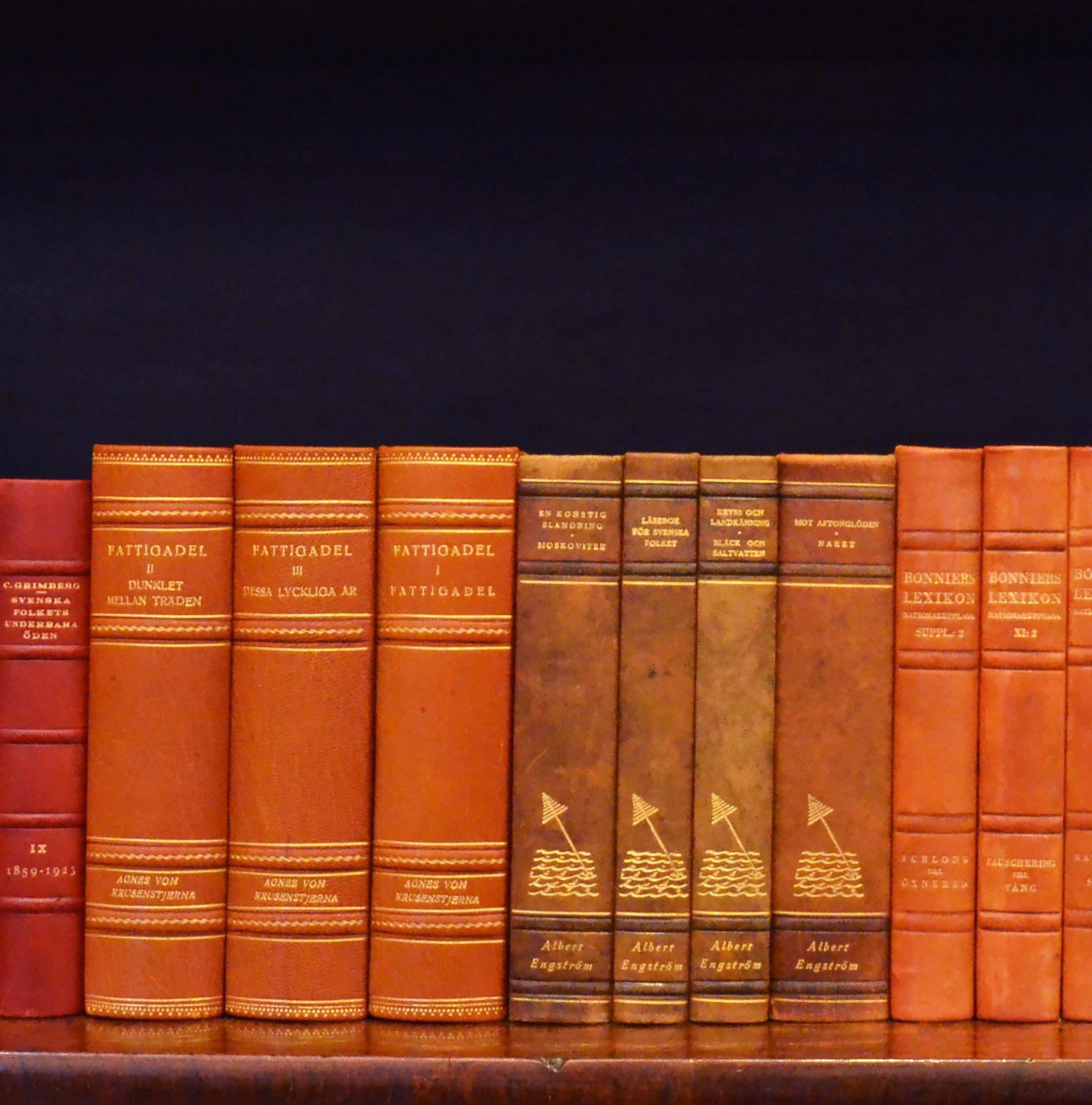 Swedish Early 20th Century Leather Bound Library Books Series 43