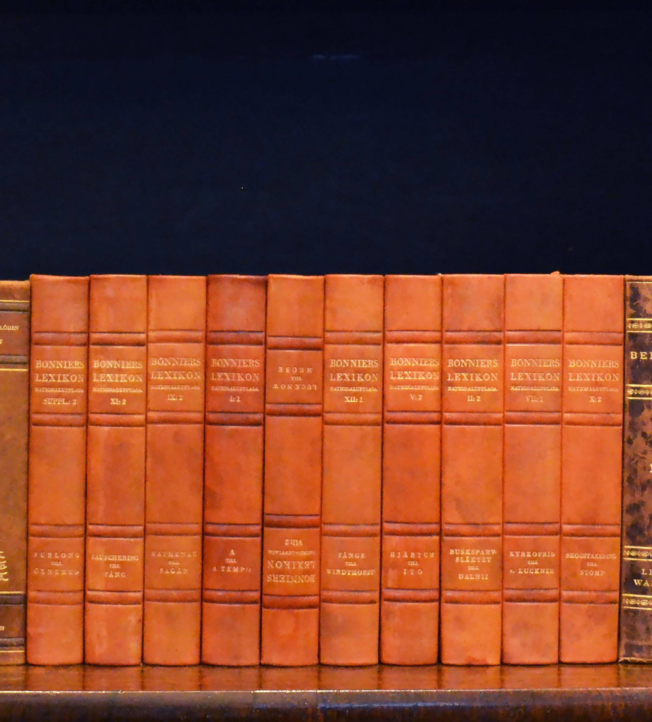 Embossed Early 20th Century Leather Bound Library Books Series 43