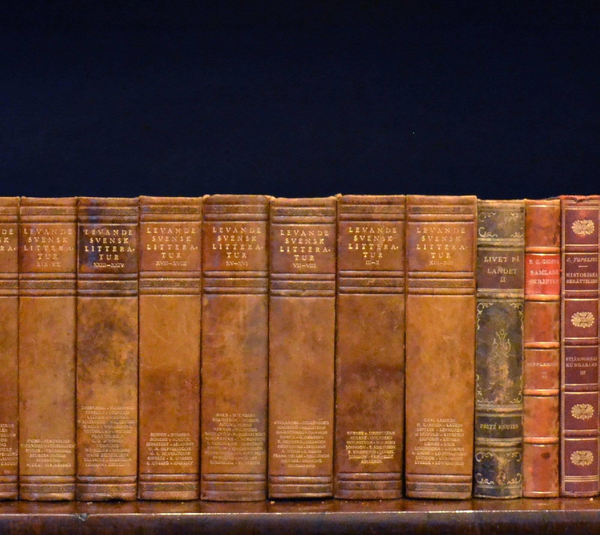 Embossed Early 20th Century Leather Bound Library Books Series 40
