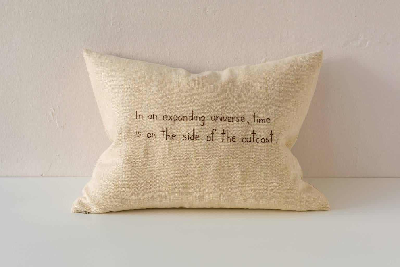American Linen Embroidered Cushion Quentin Crisp, 