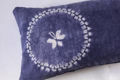 Antique Resist Dye Indigo Pillow, Small Lumbar Scented