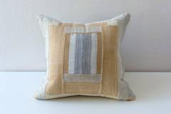 Oso Oke Textile Cushion in Golds and Silvers
