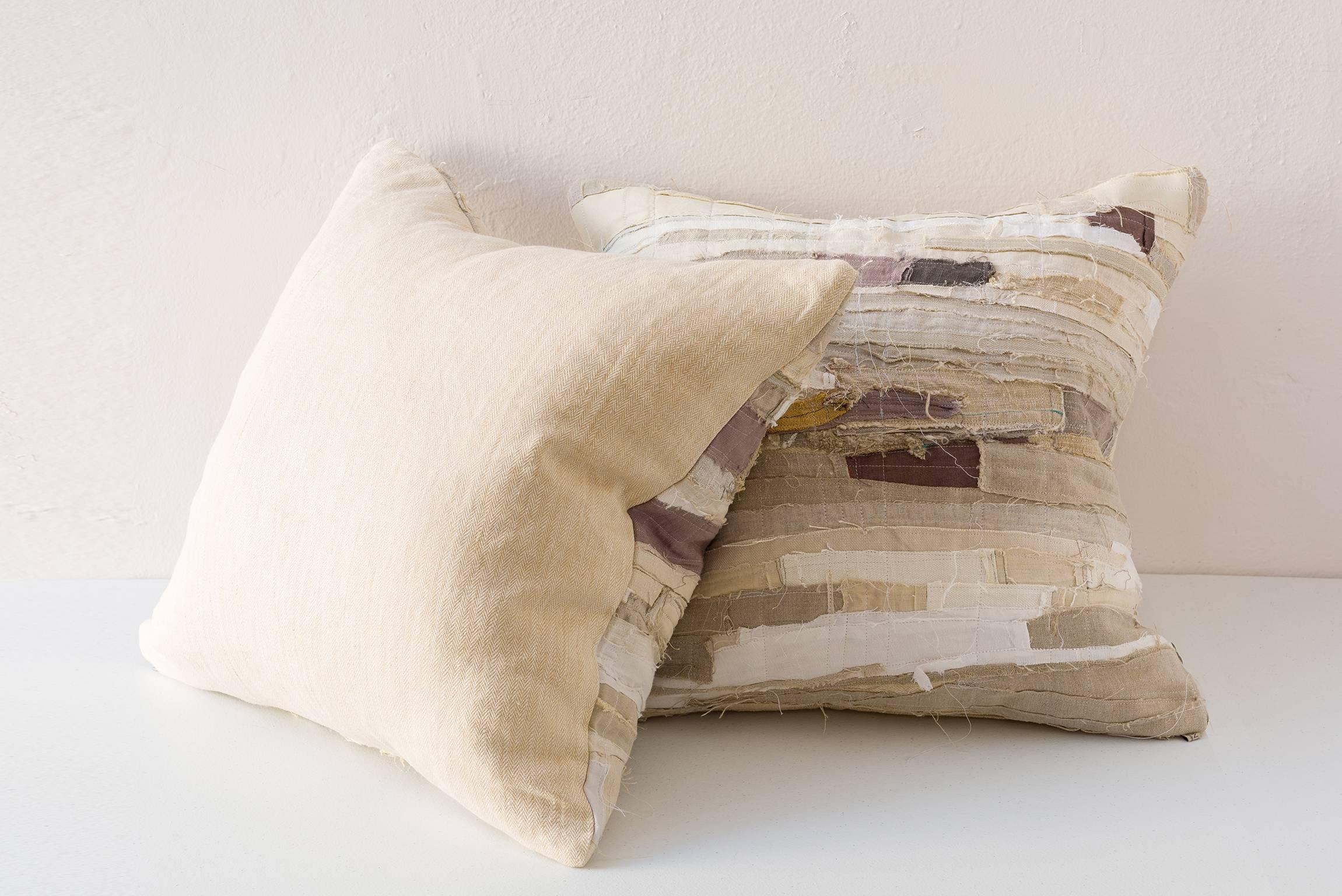 Contemporary Harry Cushion Piecework Linen Stripe