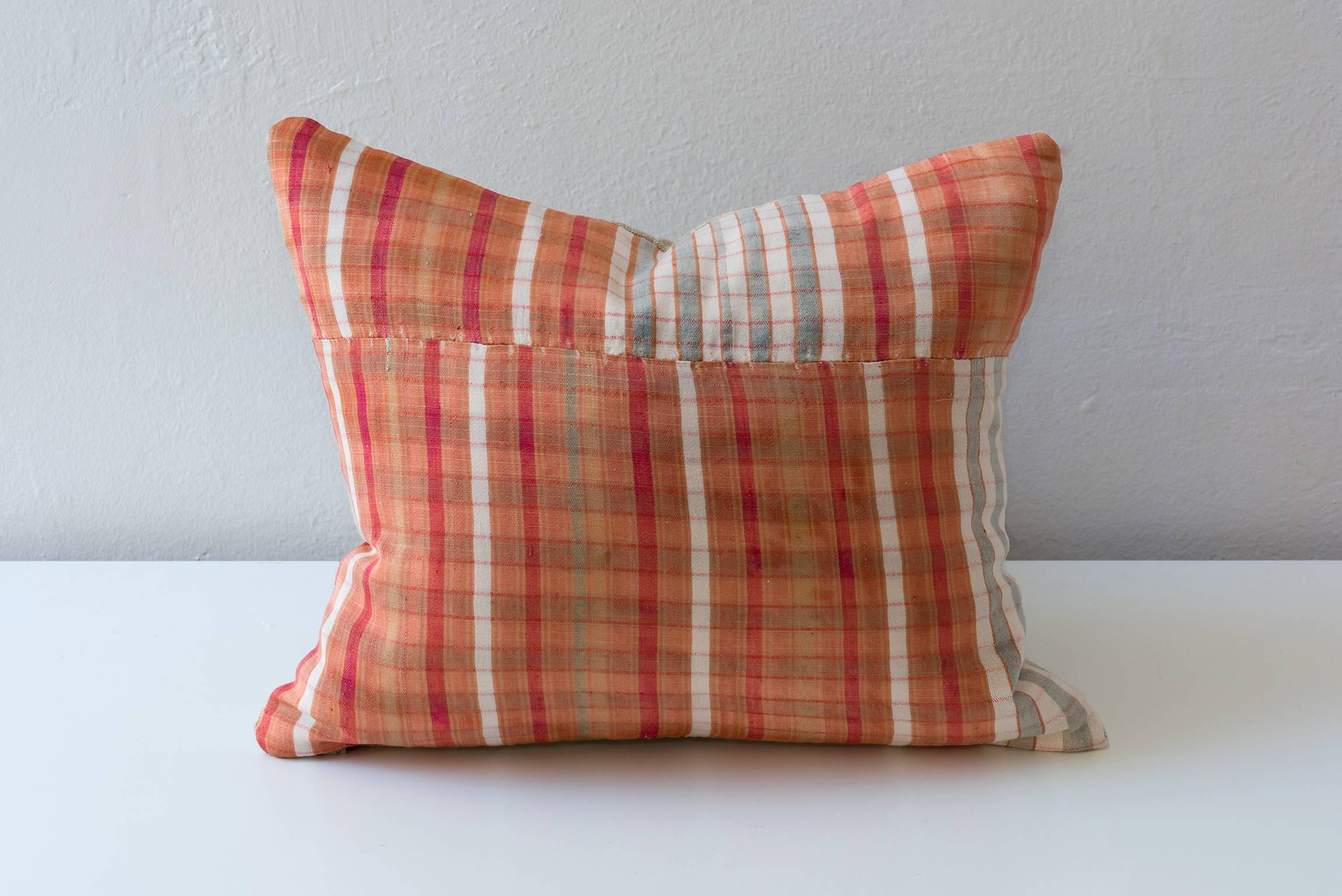 Chinese Silk Hand Loomed Cushion- Orange, Pumpkin, Red, White  For Sale