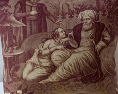 19th Century Orientalist Narrative Cushion, Toile de Nantes, Small