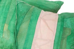 Green 19th Century Japanese Silk Pillow
