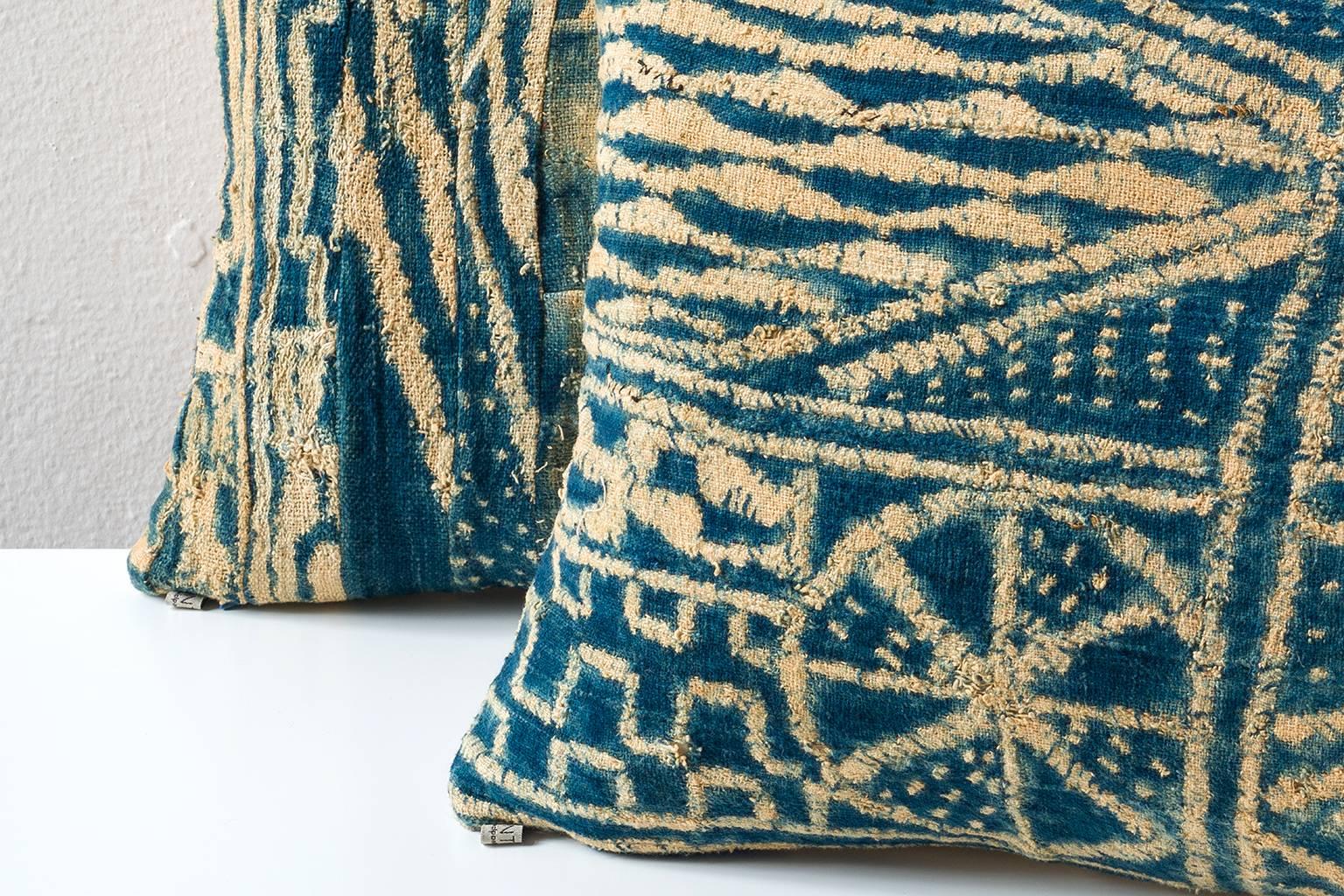 Cameroonian Ndop Indigo Cushion- Lumbar