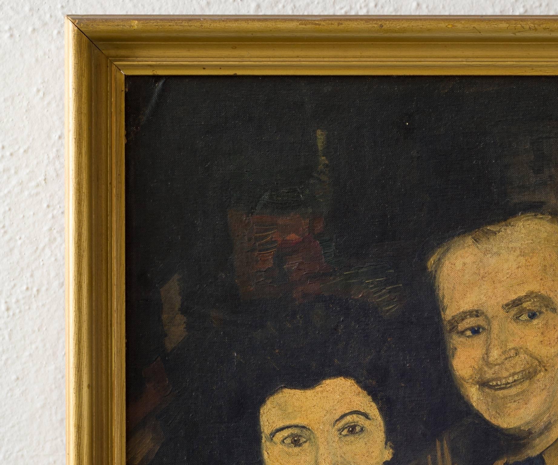 Gilt Portrait of an Early Midcentury Couple  For Sale