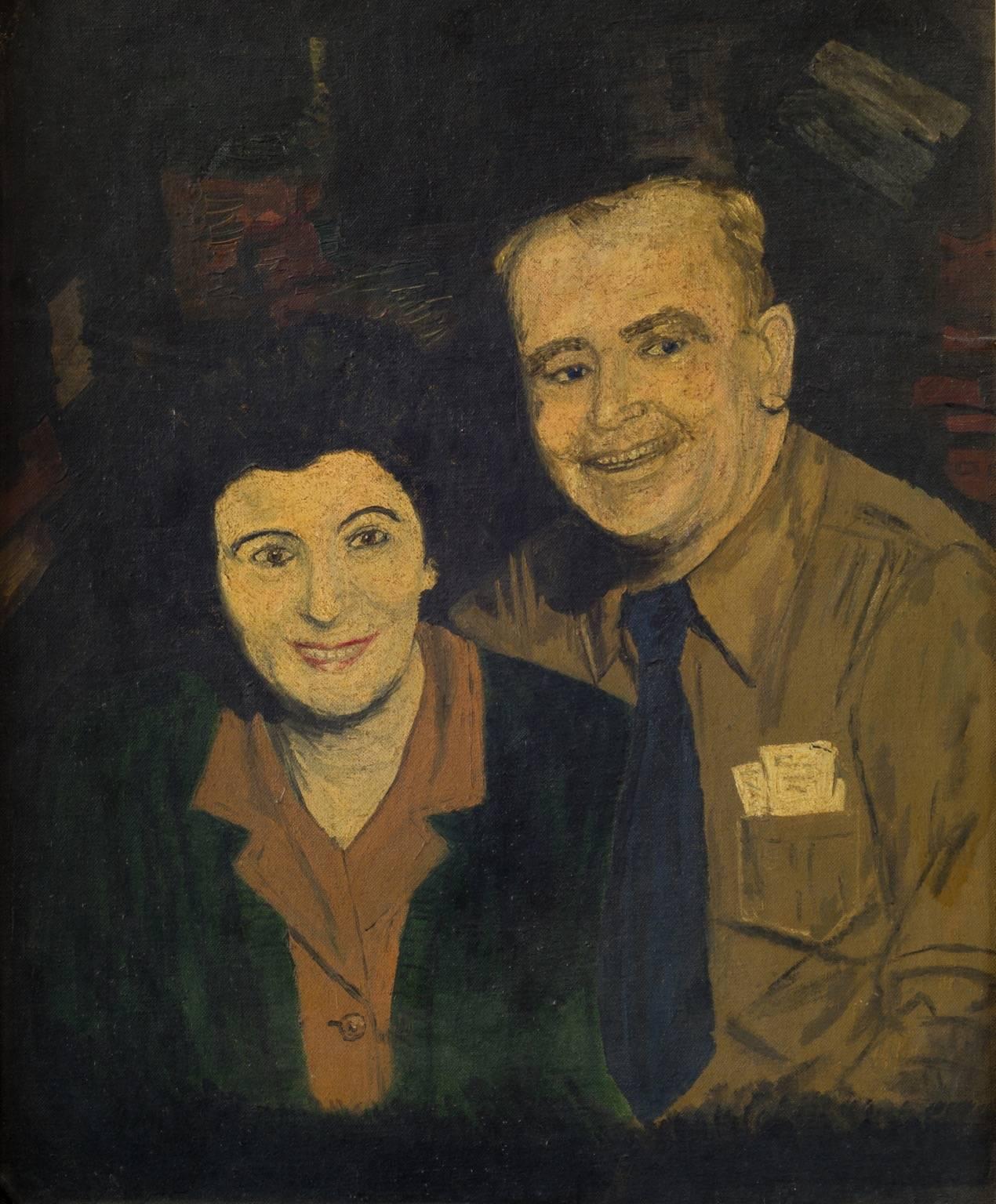 American Portrait of an Early Midcentury Couple  For Sale